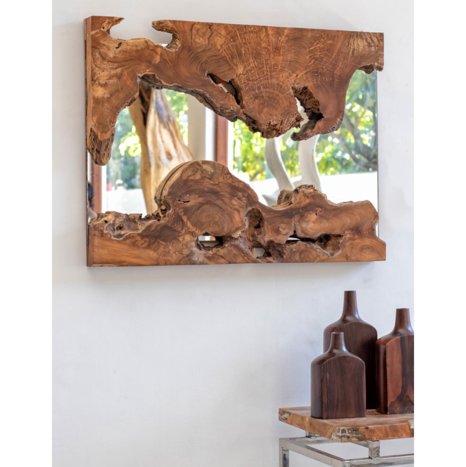 Огледало 62х62 -тиково дърво