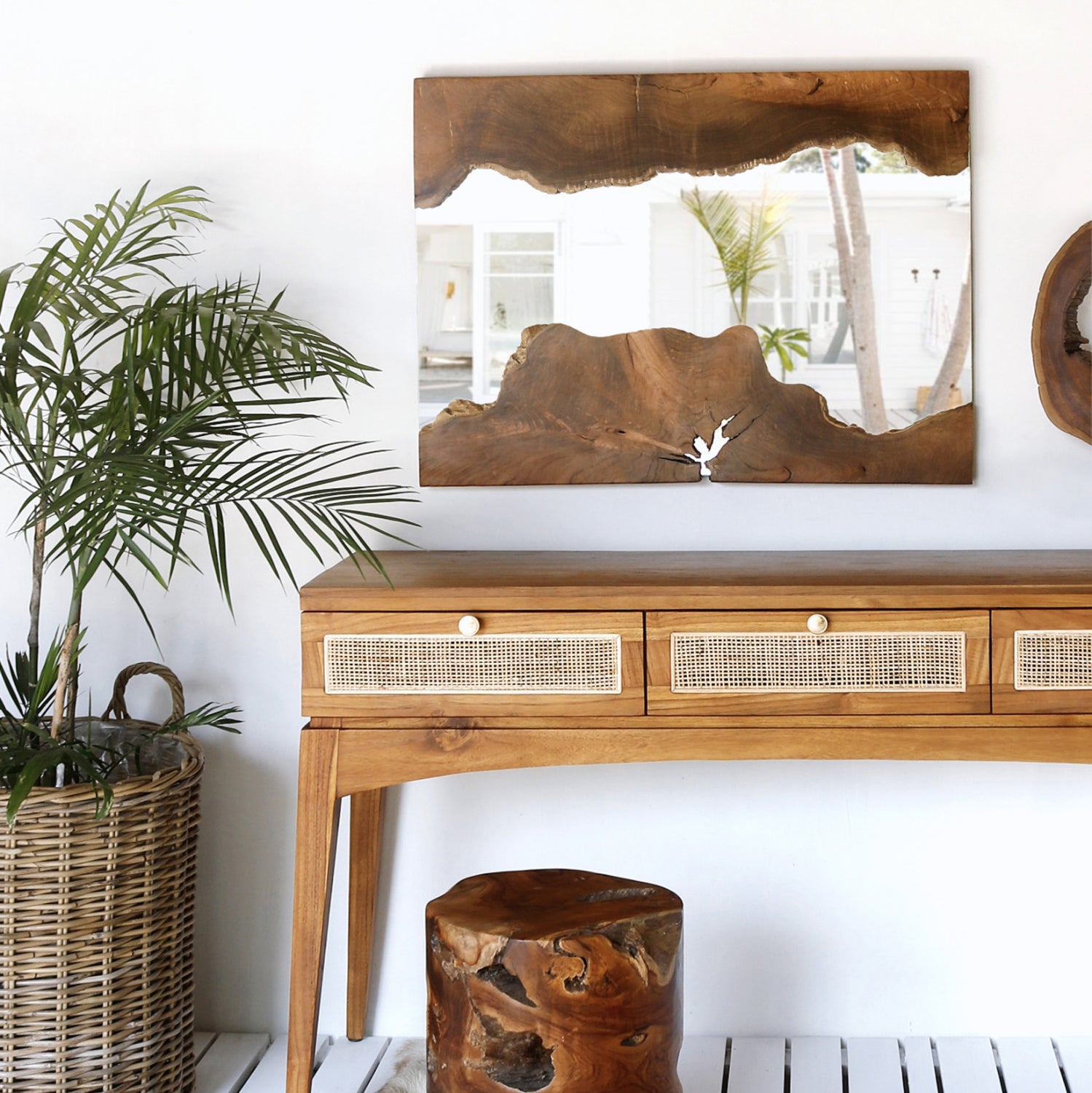 Огледало 140х75 -тиково дърво