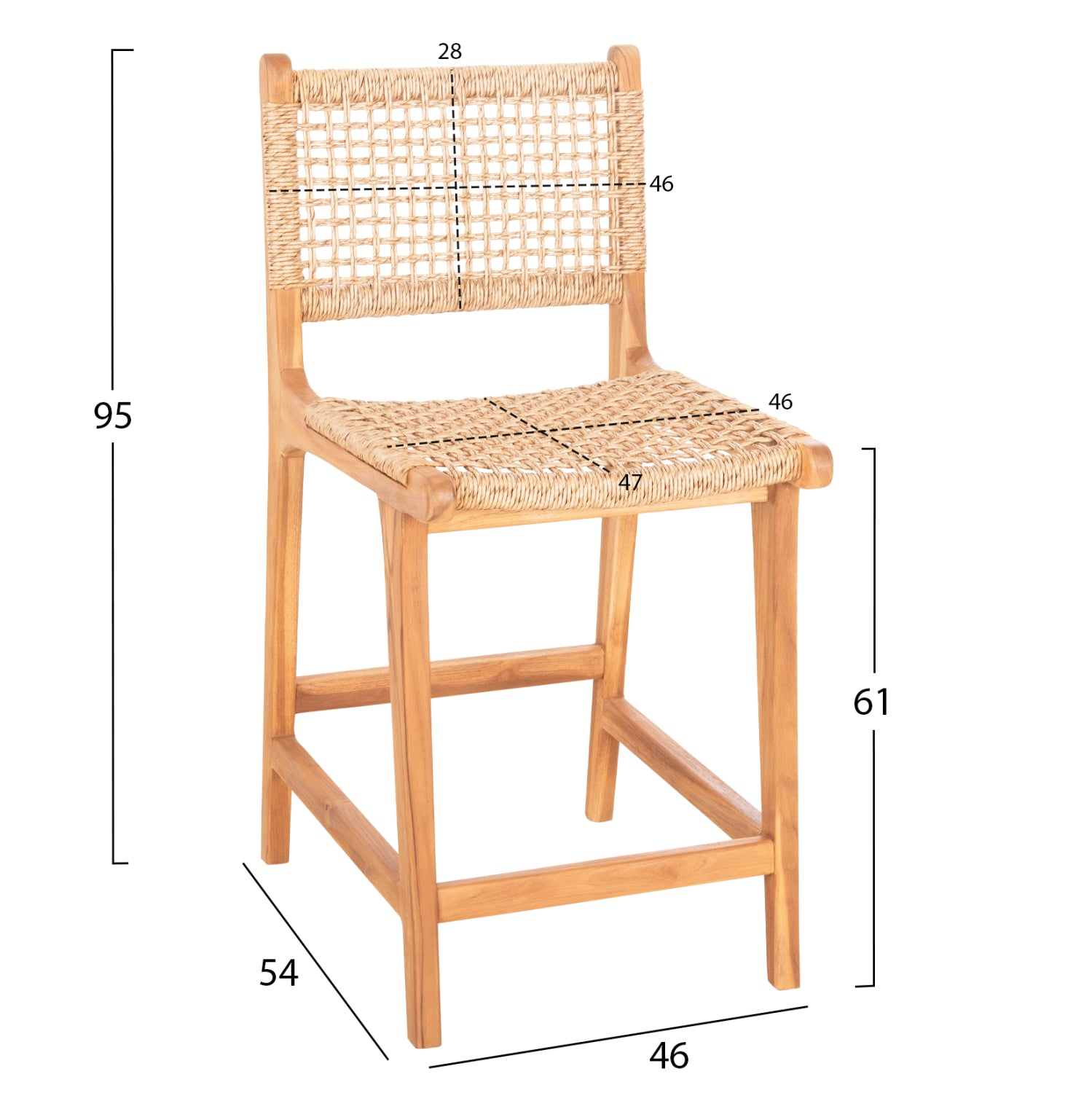 Бар стол NESHA тиково дърво  46x53x96