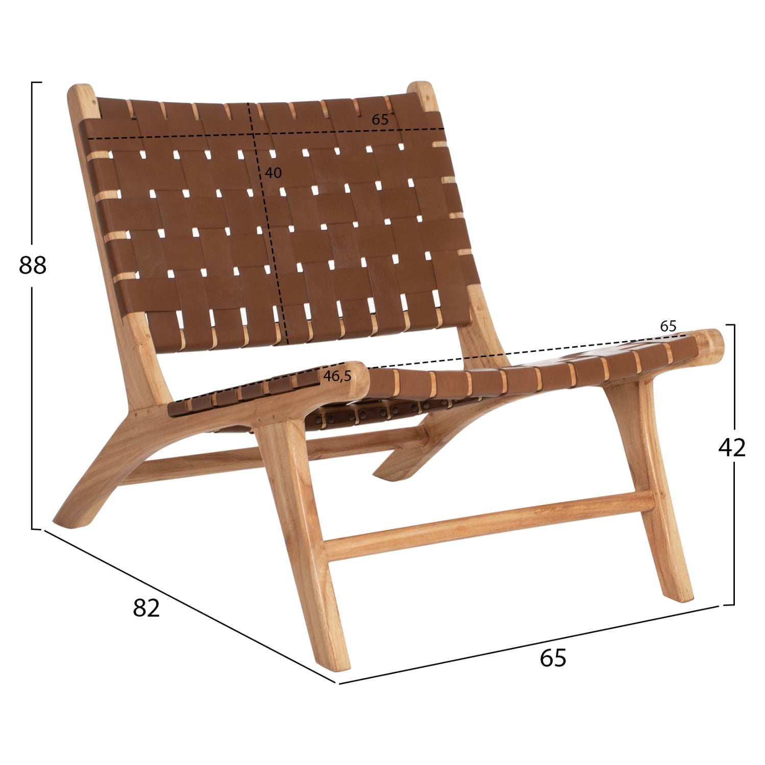 Стол Фелипе тиково дърво цвят натурал-кафяв 65x82x88