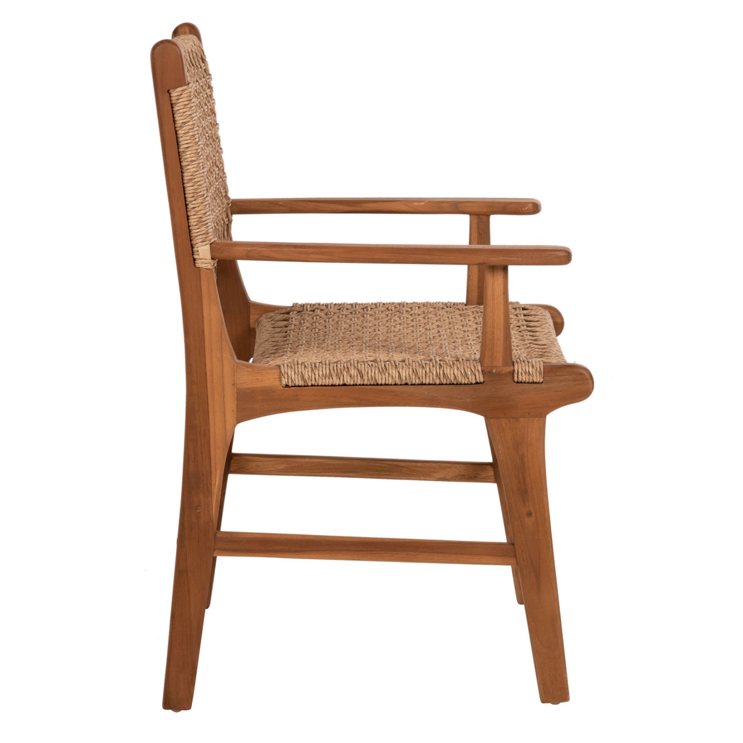 Трапезарен стол NESHA тиково дърво с въже в естествен цвят 57.5x59x90в см