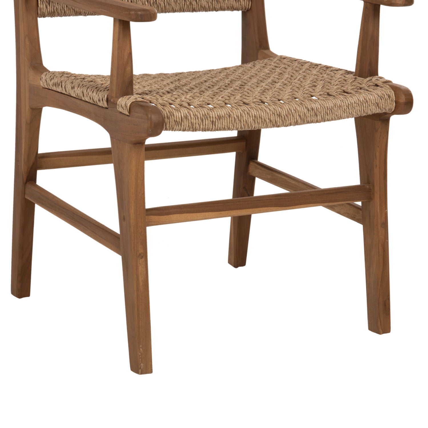 Трапезарен стол NESHA тиково дърво с въже в естествен цвят 57.5x59x90в см