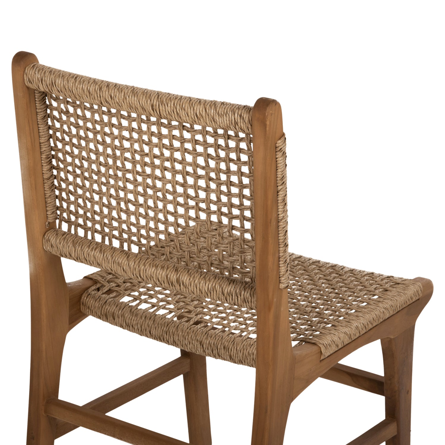 Стол Лея тиково дърво-въже естествен цвят 50x62x85см