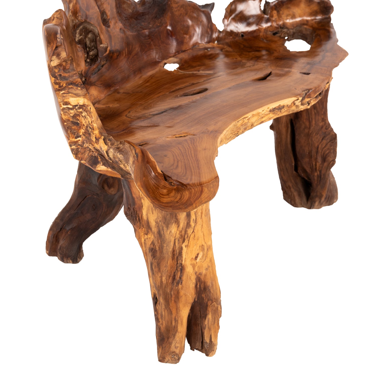 Пейка от масивен тик, натурален цвят, 130x52x80ηсм.