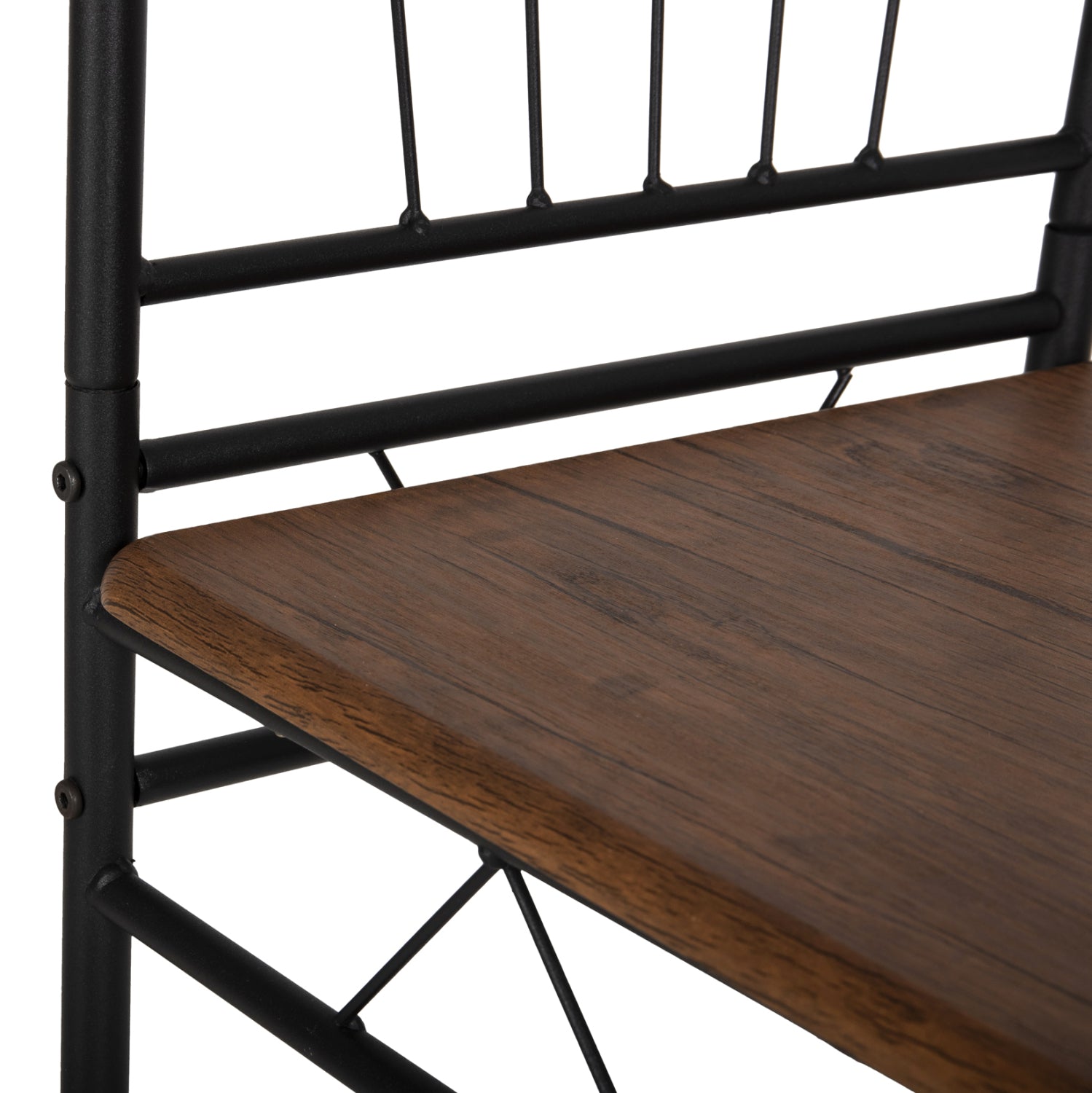 Комплект за трапезария 5 части, черен метал Peary-mdf в цвят орех 110x60x74всм.