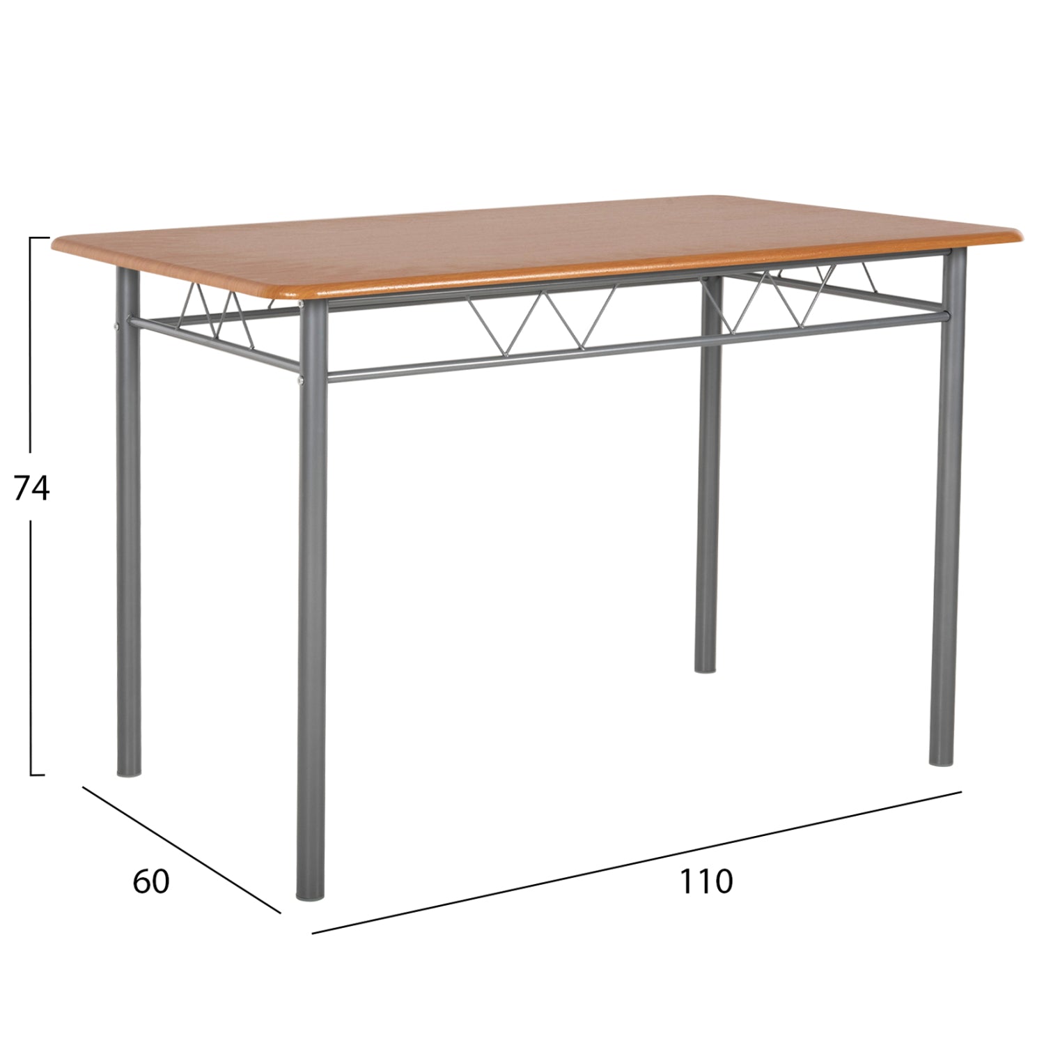 Комплект за трапезария 5 части, метал PEARY-mdf в  цвят сонама, 110x60x74всм.