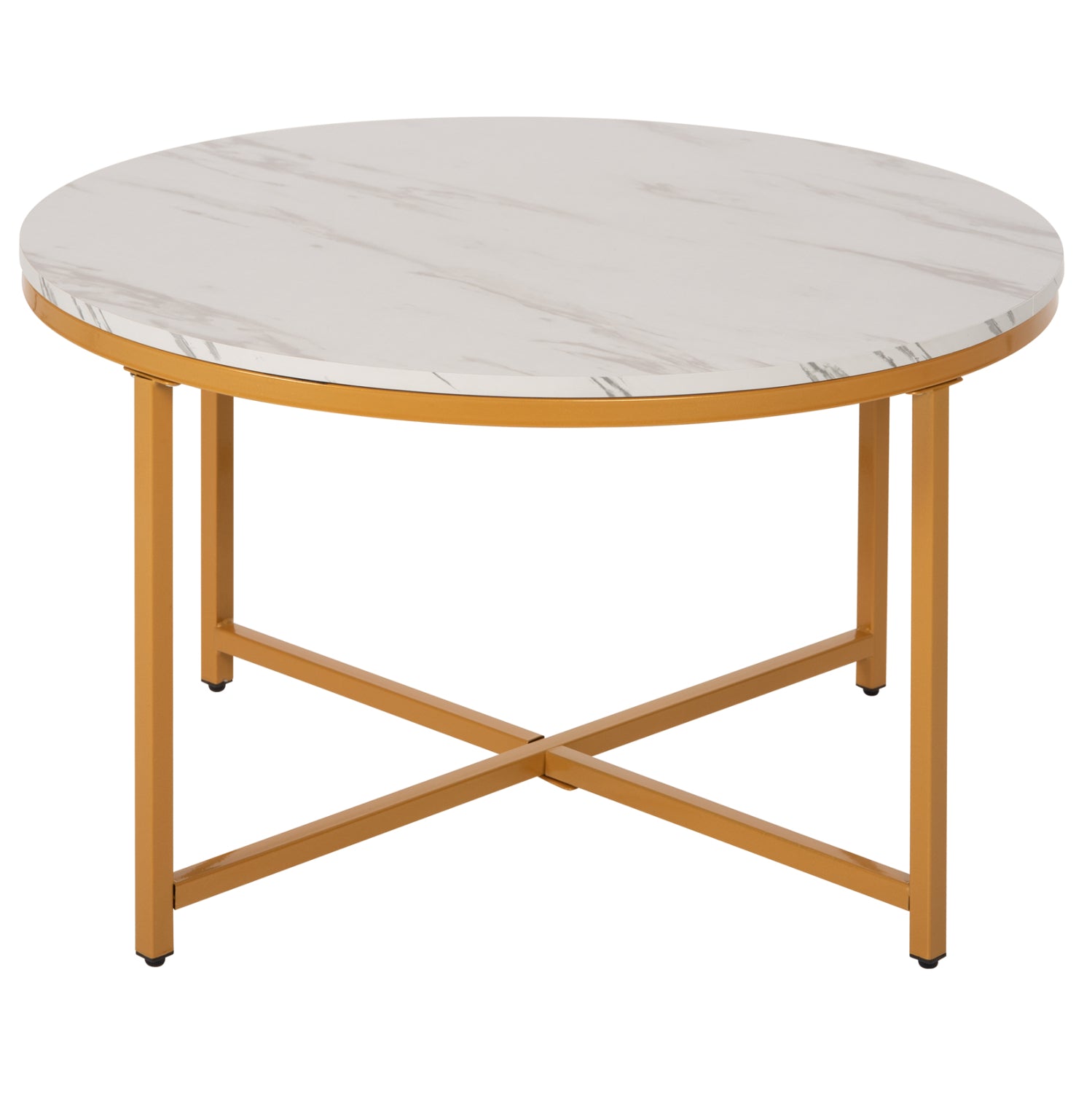 Холна маса MARBLE бял-златист цвят Φ80x48.5см