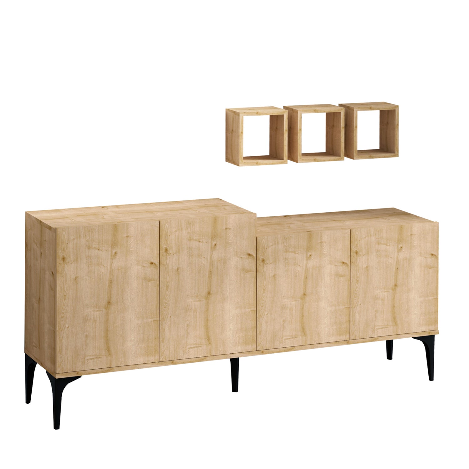 Бюфет с 3 рафта цвят натурал 180x40x85см