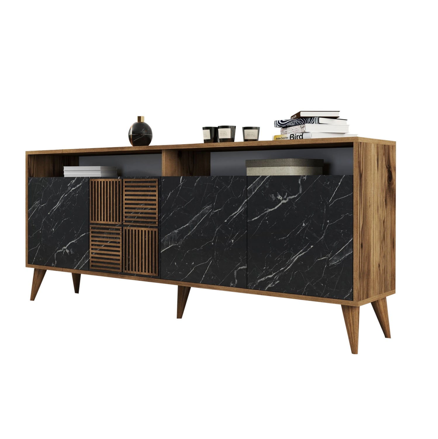 Бюфет 9431 орех-черен цвят 180x35x78.6h см