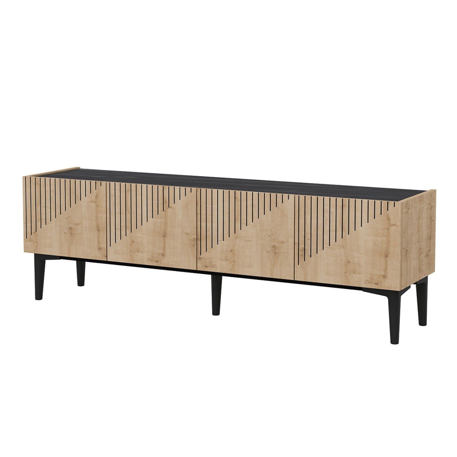 Тв шкаф цвят натурал-черен мрамор  154x37x45