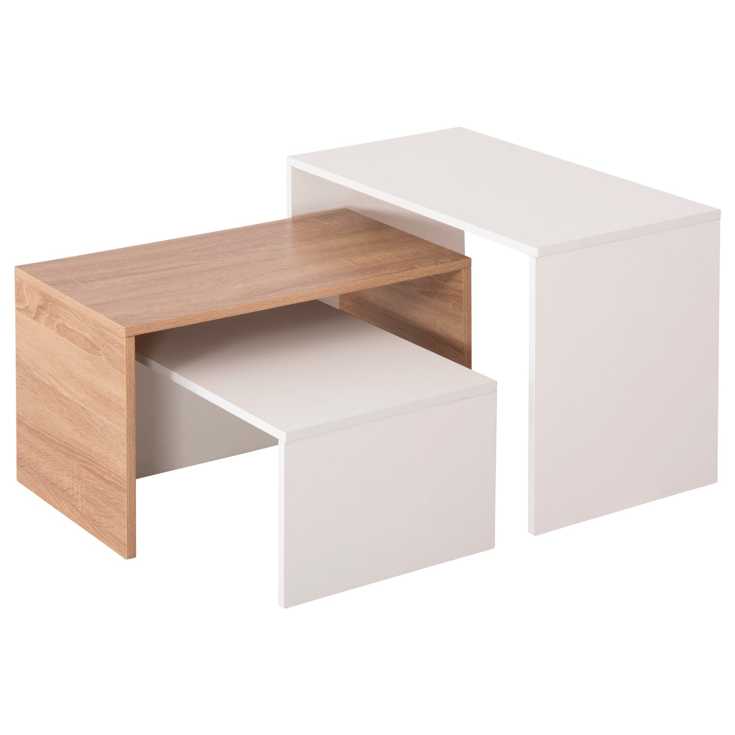 Комплект масички за кафе BENTIL  3 бр сонома-бял цвят 65x35x45см