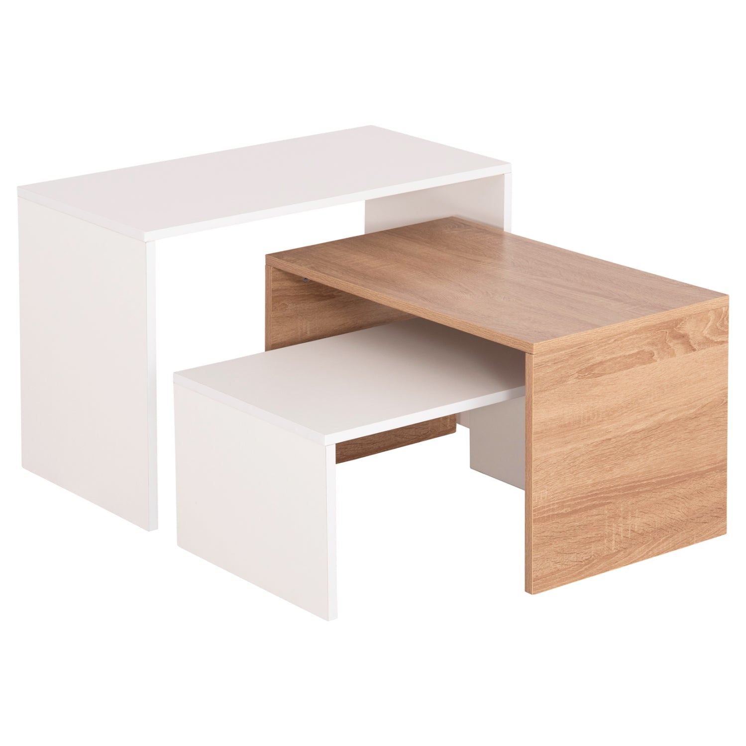 Комплект масички за кафе BENTIL  3 бр сонома-бял цвят 65x35x45см