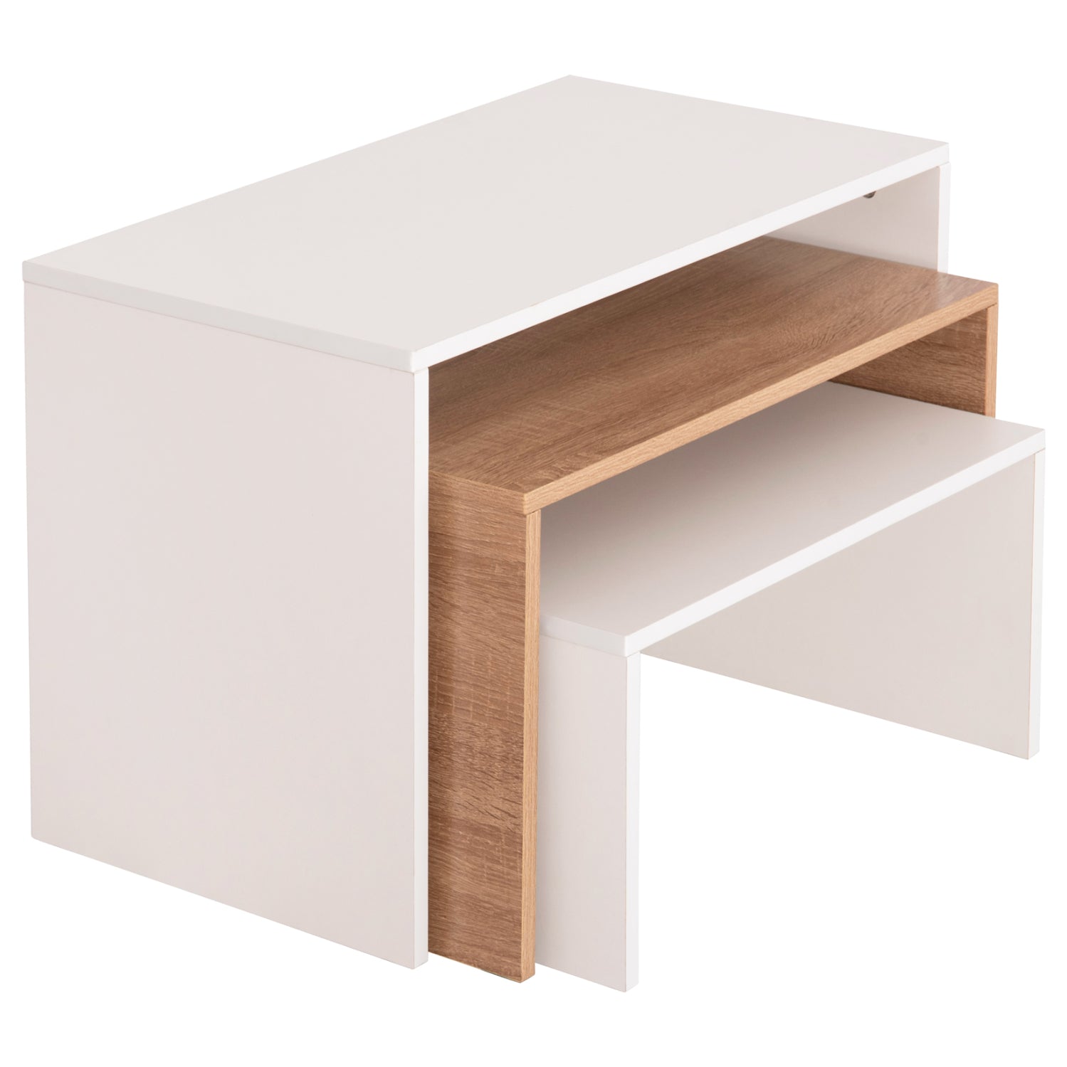 Комплект масички за кафе BENTIL  3 бр сонома-бял цвят 65x35x45см