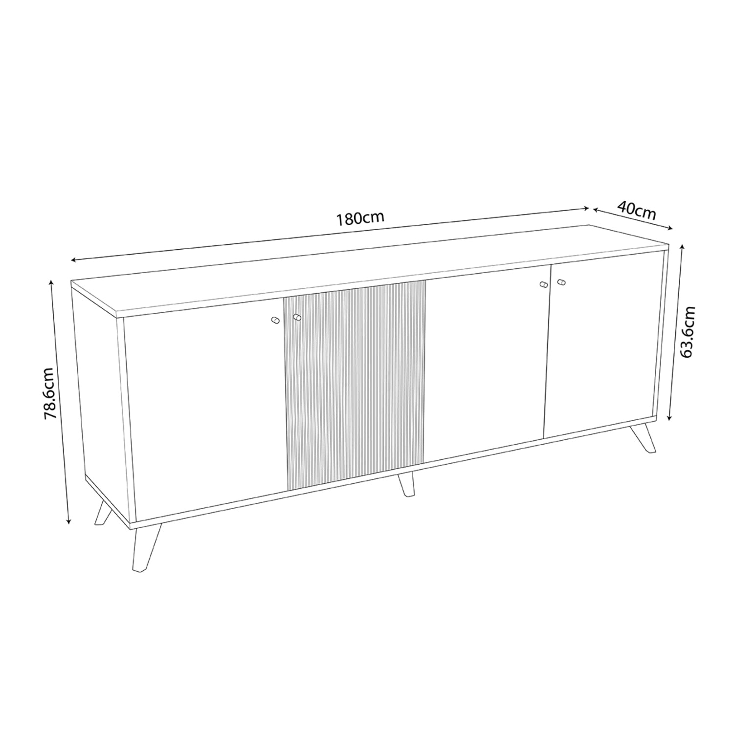 Бюфет  KRUDEN цвят черен-натурал 180x40x78.6cм
