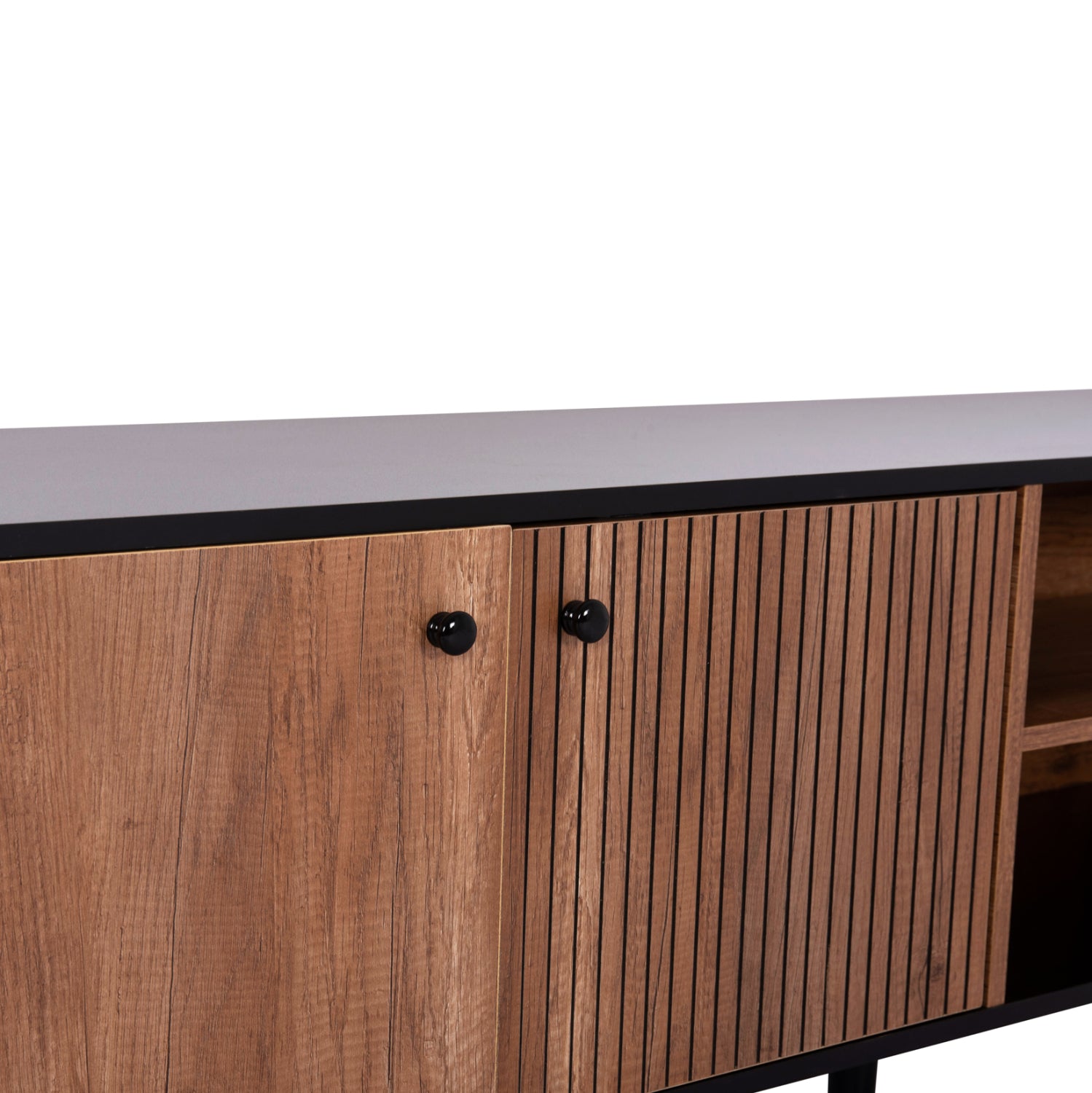 Тв шкаф Kruden меламинов в черно-натурален 180x40x51см