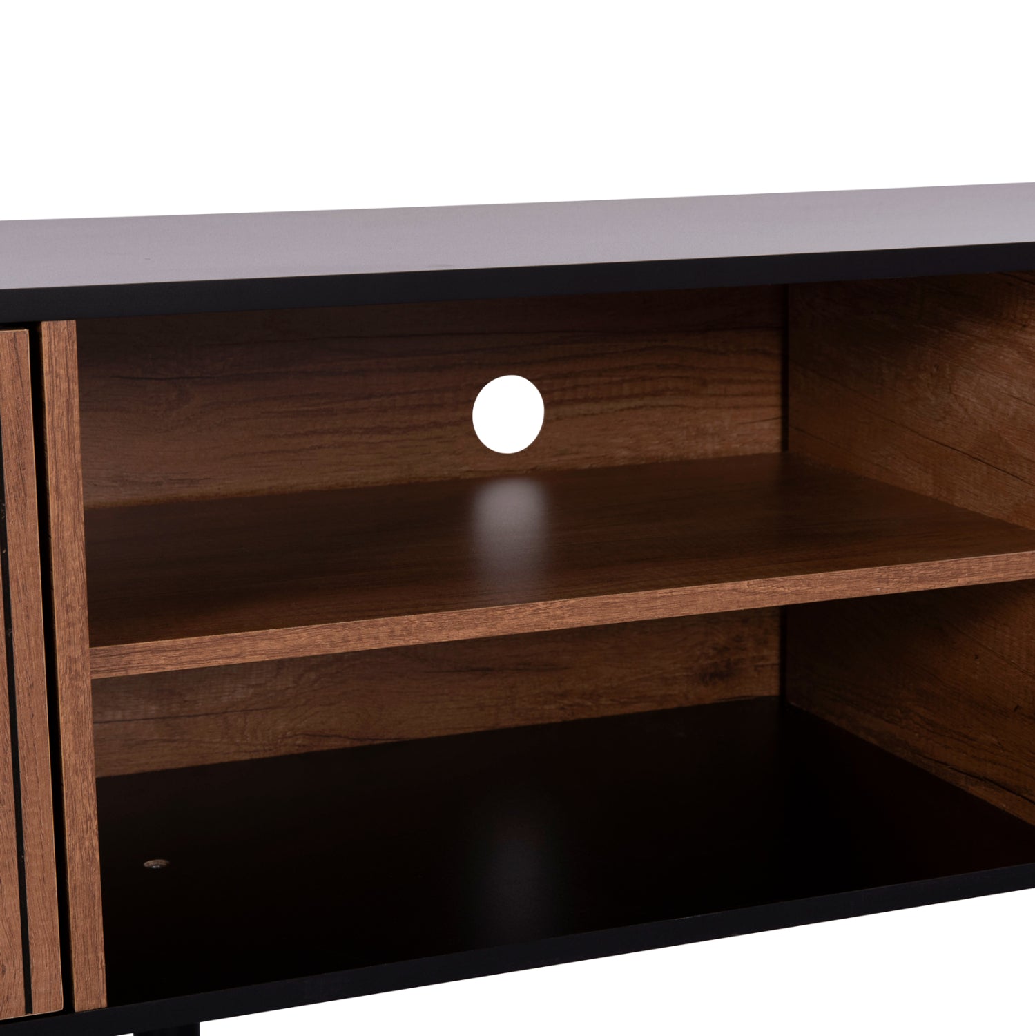 Тв шкаф Kruden меламинов в черно-натурален 180x40x51см