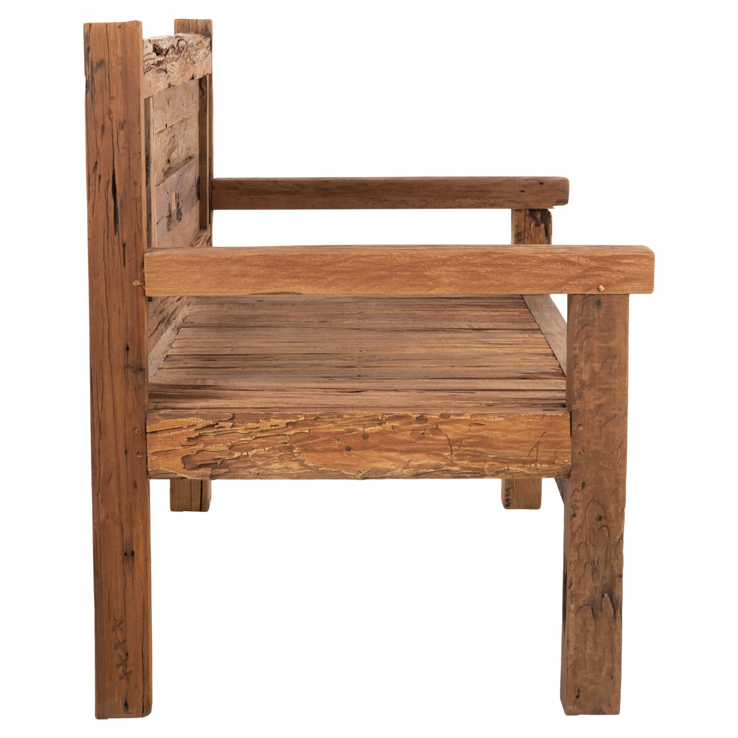 Пейка триместна рециклирана дървесина 159.5x80x100см.