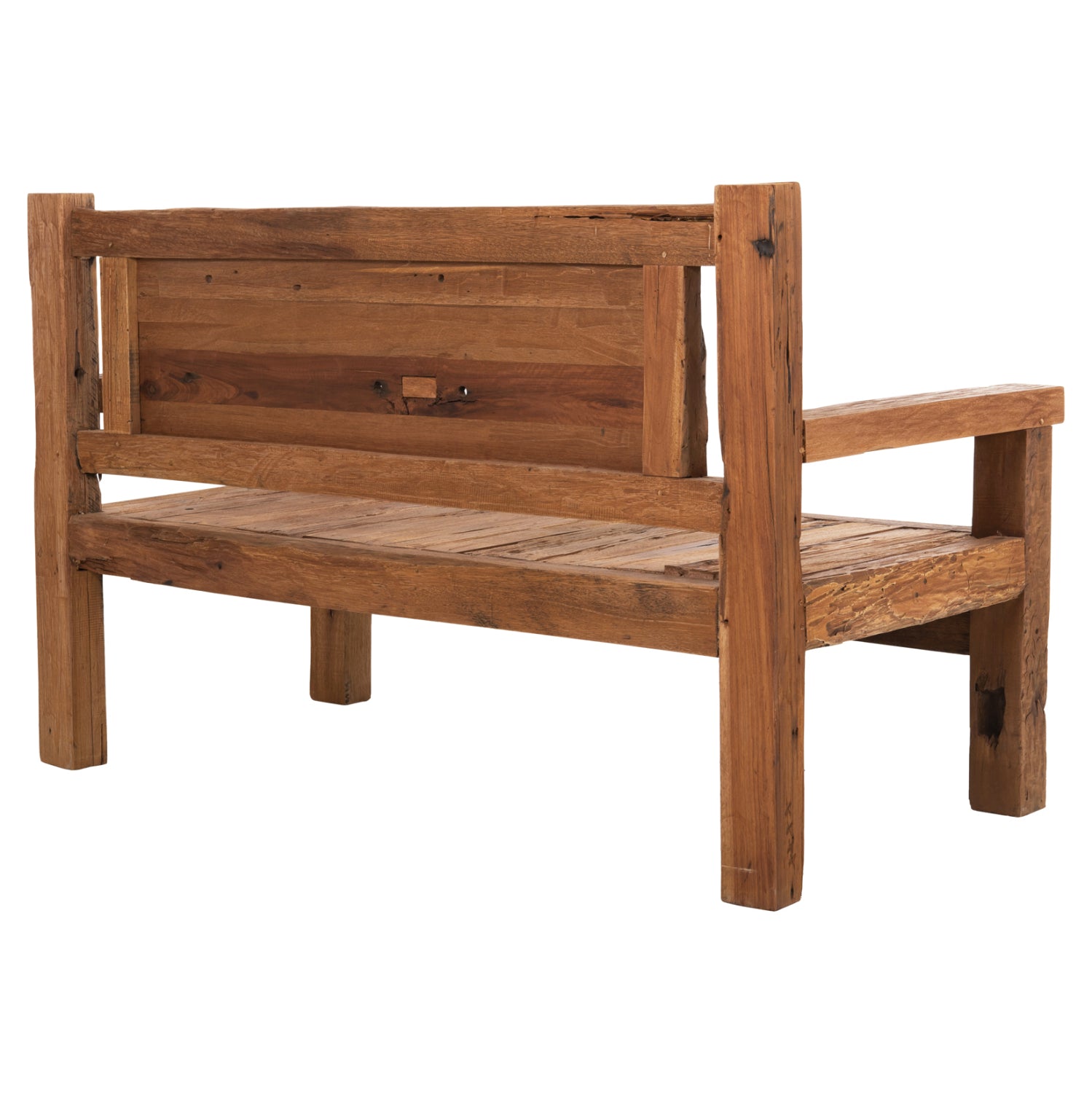 Пейка триместна рециклирана дървесина 159.5x80x100см.