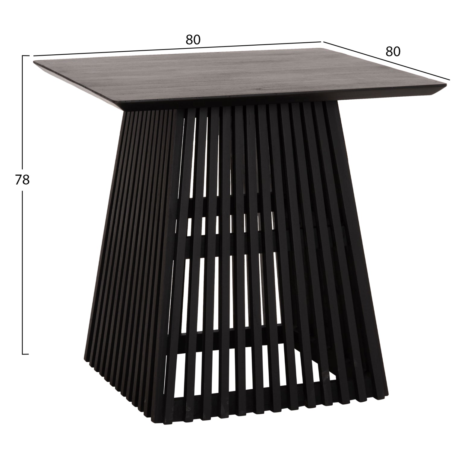 Квадратна трапезна маса FRANTZ mindi черно дърво 80x80x78см.
