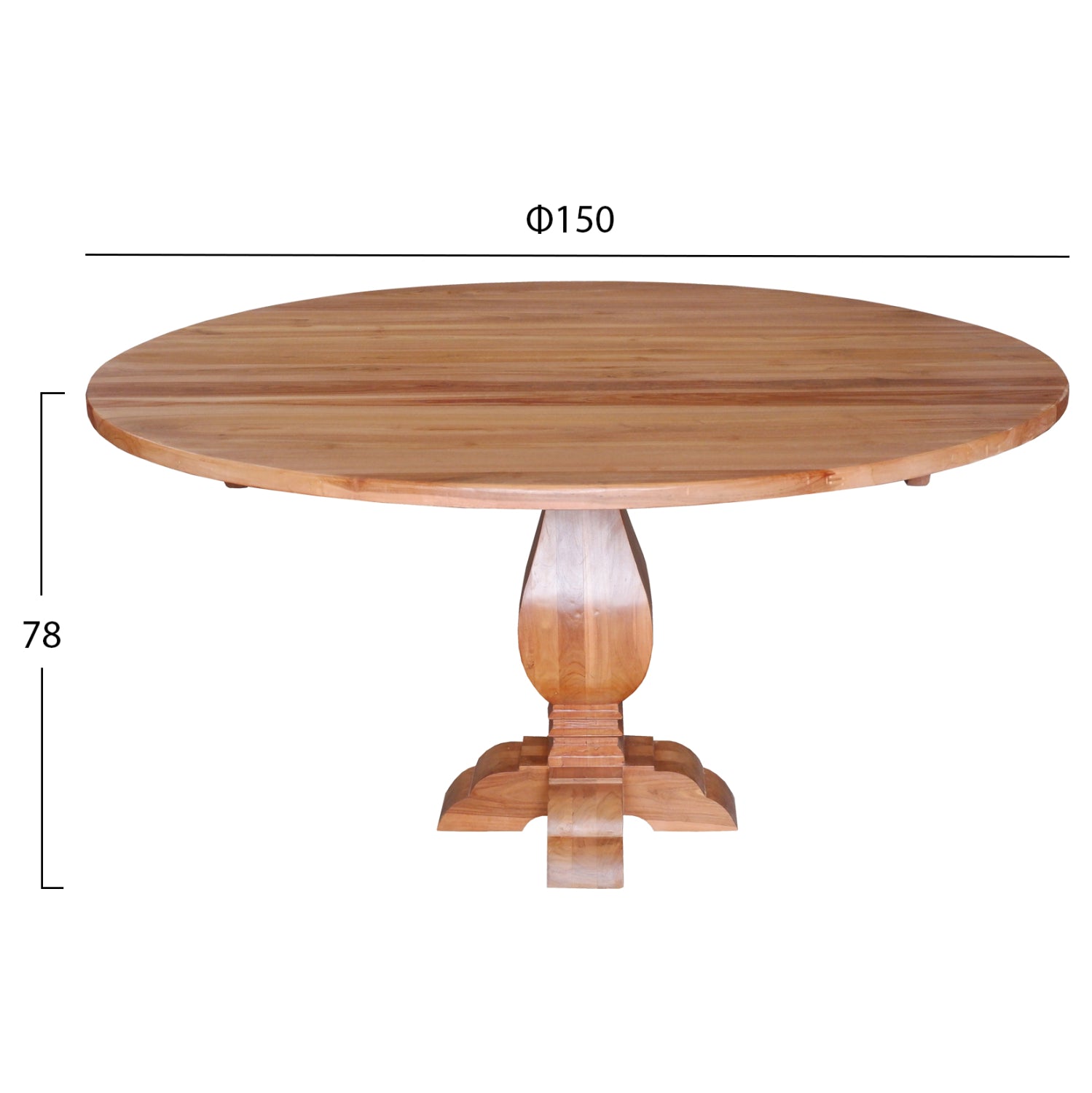 Кръгла маса от тиково дърво VEDU с резбовани крака φ150x78см.