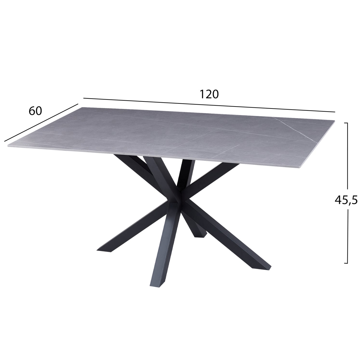 Холна маса Дорис сив-черен цвят 120x60x45.5см