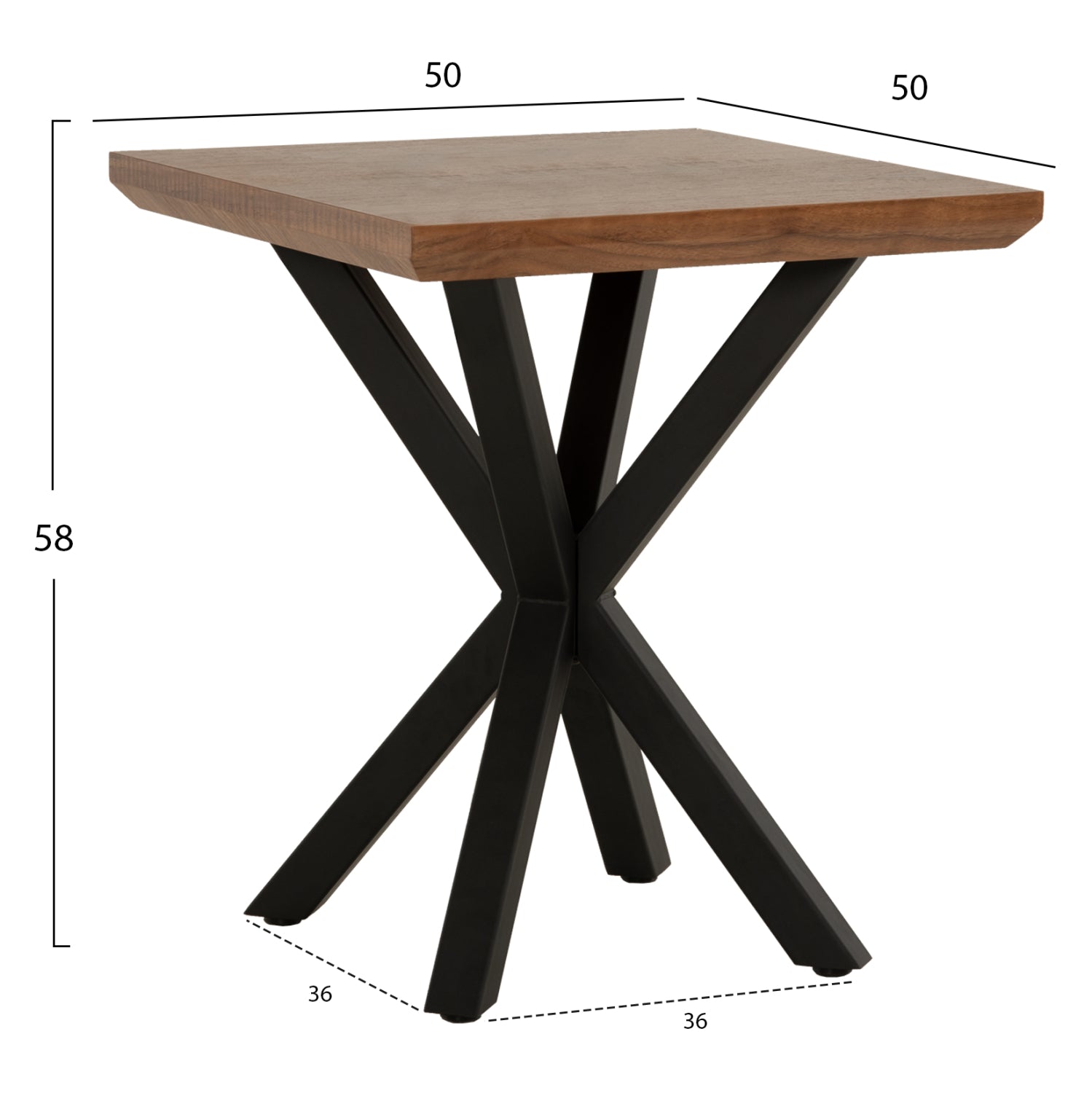 Mdf странична маса с орехов фурнир - трансформация 50x50x58см