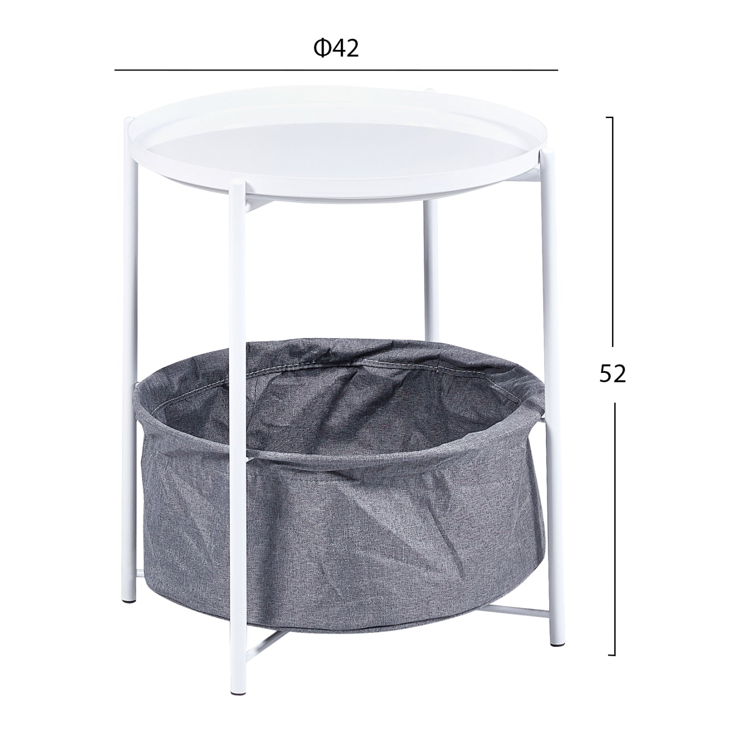 Помощна маса 9472 цвят сив-бял Φ42x52Hсм