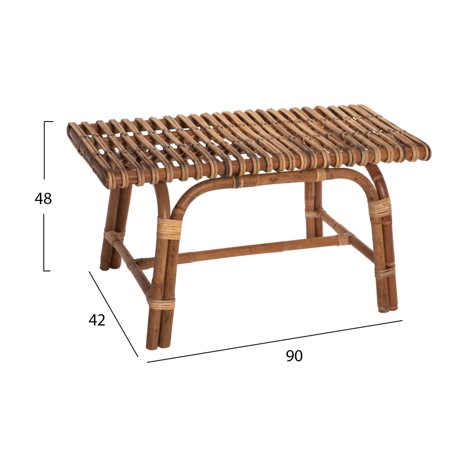 Пейка ратан 90x42x48см