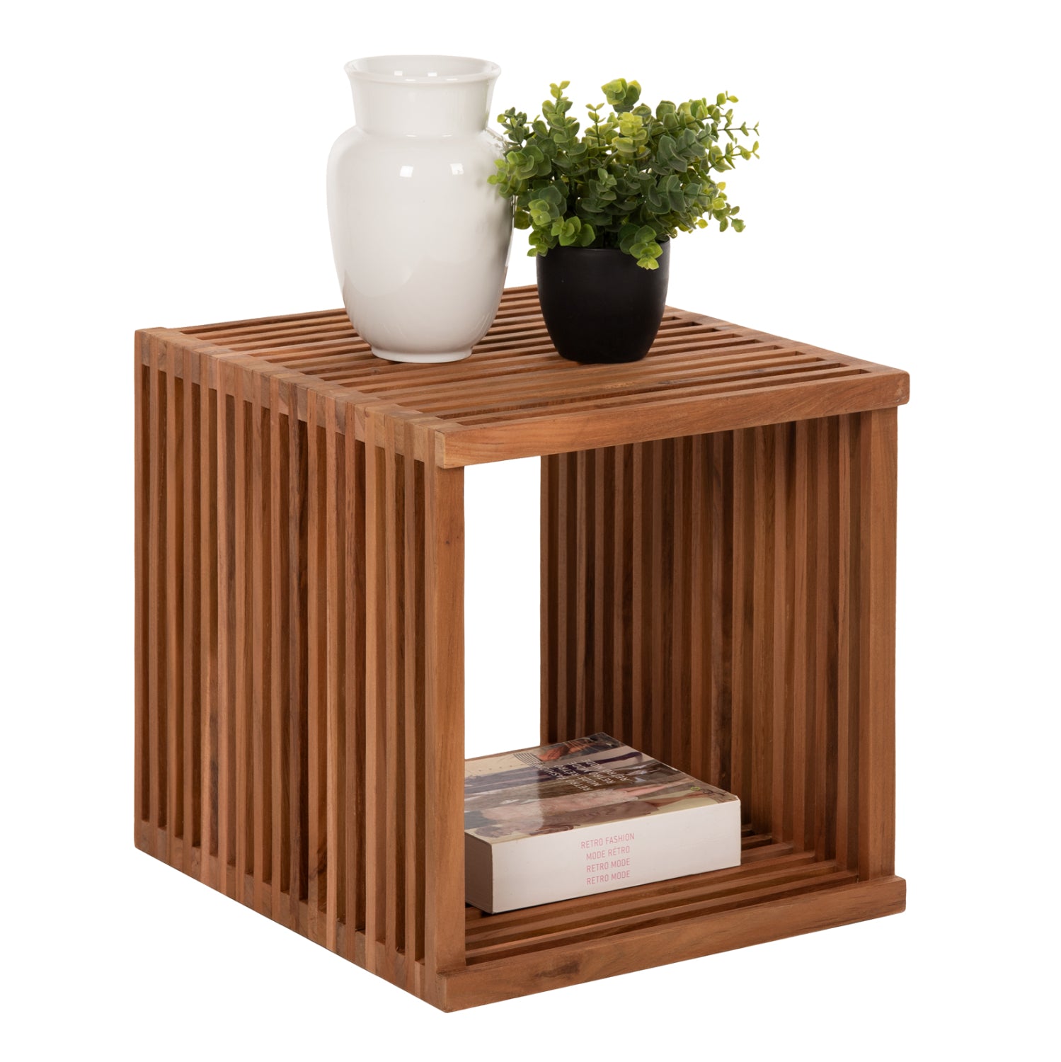 Странична маса 9482 тиково дърво естествен цвят 40x40.5x40.5см