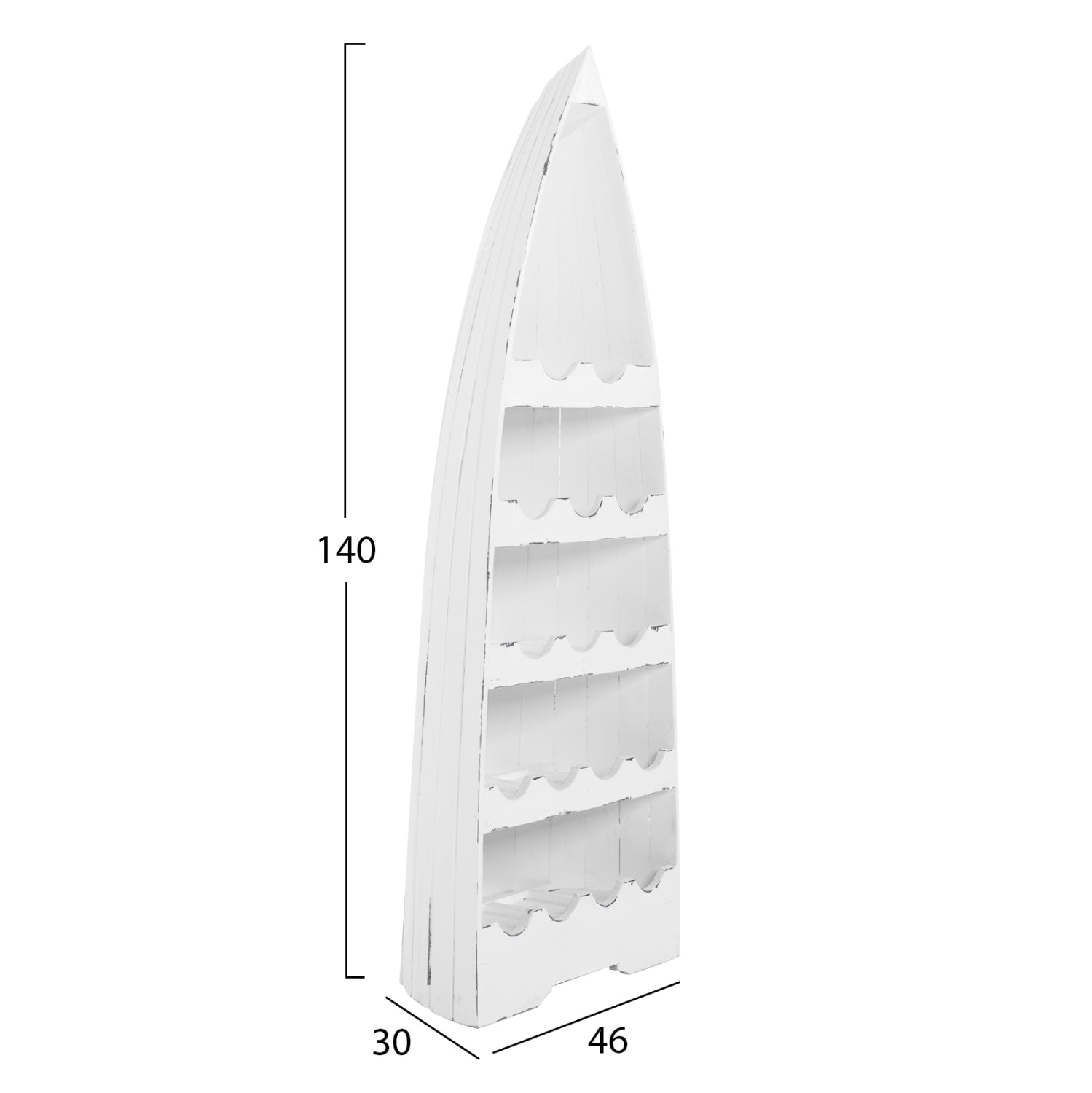 Дървена стойка за бутилки бял цвят махагон 46x30x140