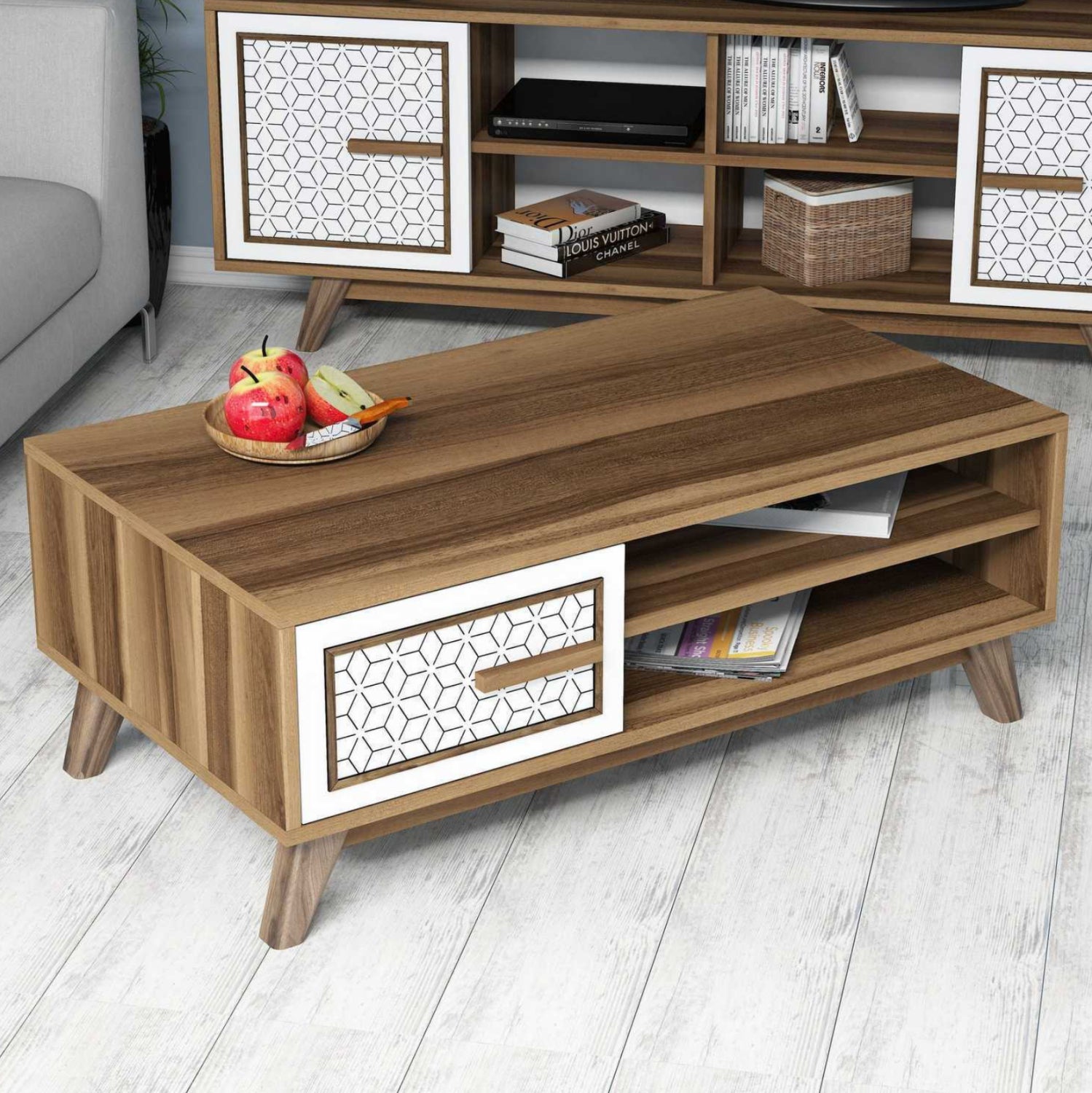 Холна маса 9497 цвят орех-бял 105x60x38.2см