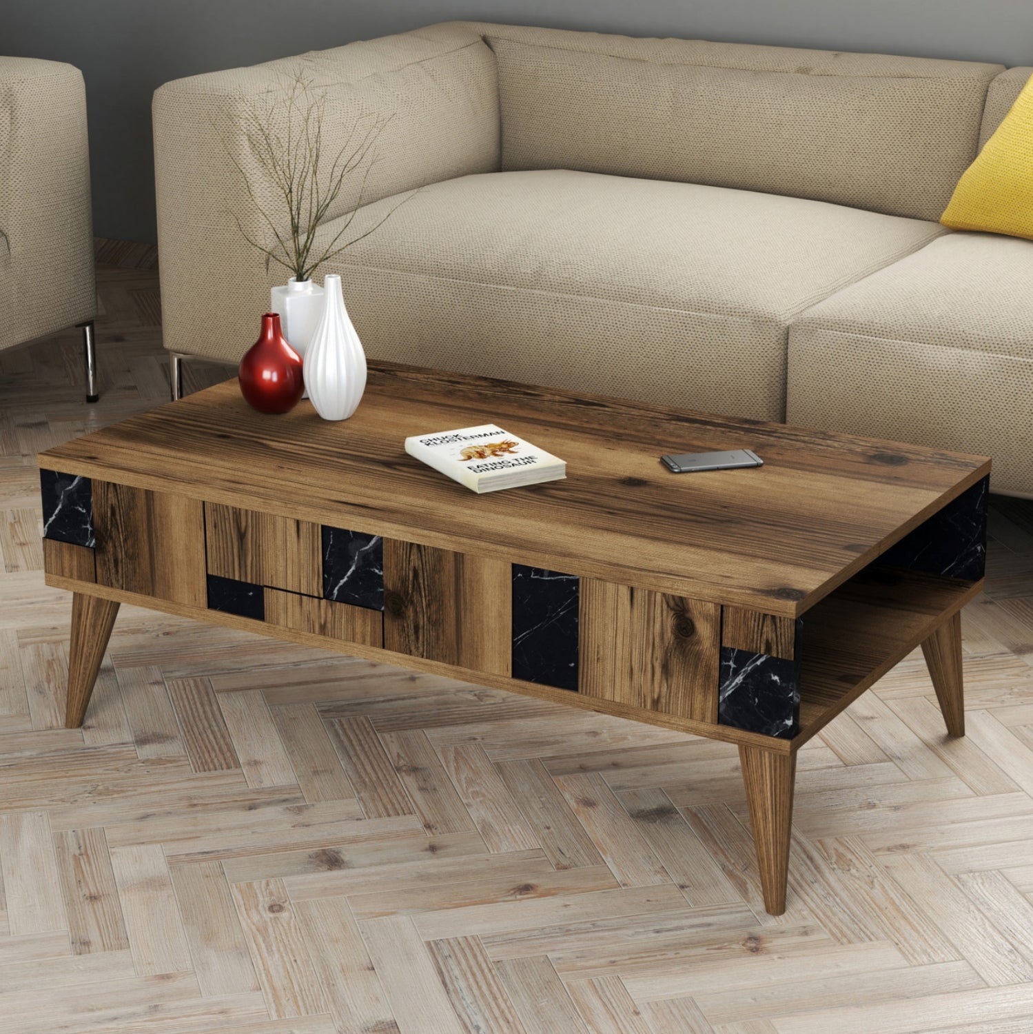 Холна маса 9504 цвят орех-черен 105x60x37.6см