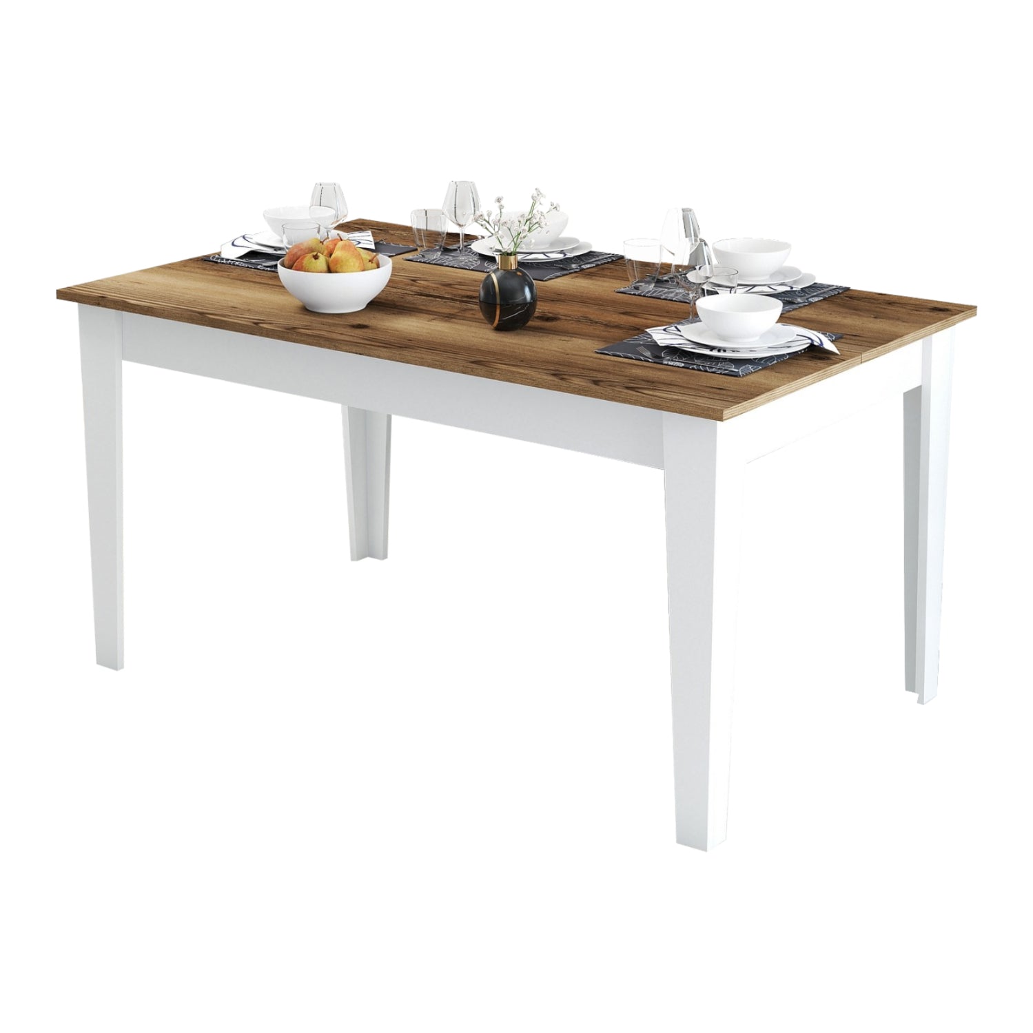 Трапезна маса STANDARD цвят бял-орех  145x88x75см
