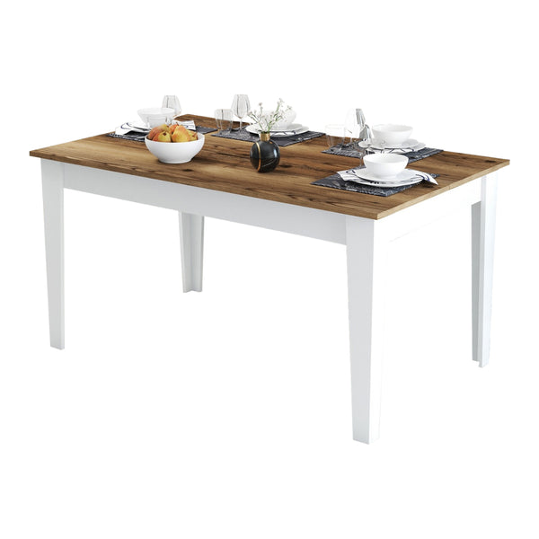 Трапезна маса STANDARD цвят бял-орех  145x88x75см