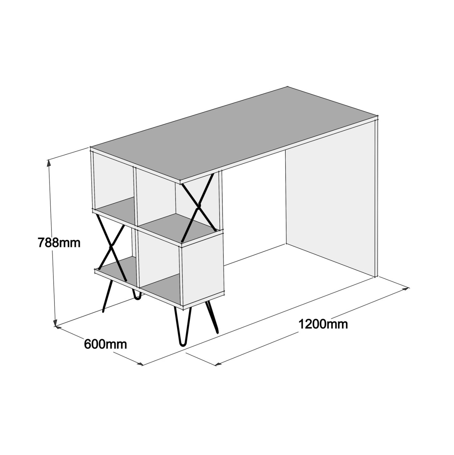 Офис бюро 9509 цвят дъб 120x60x78.8 см