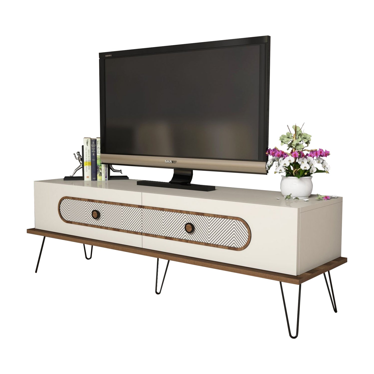 Тв шкаф цвят крем 145x40x45