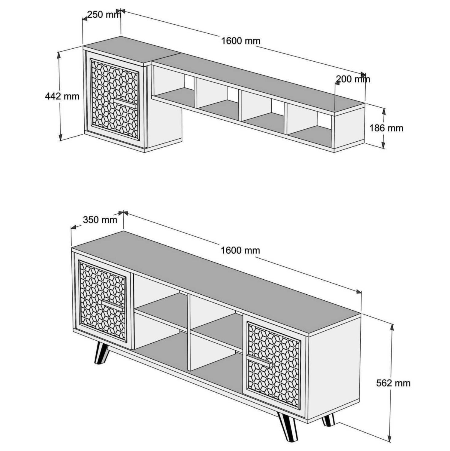 Тв шкаф цвят орех 160x35x56.2
