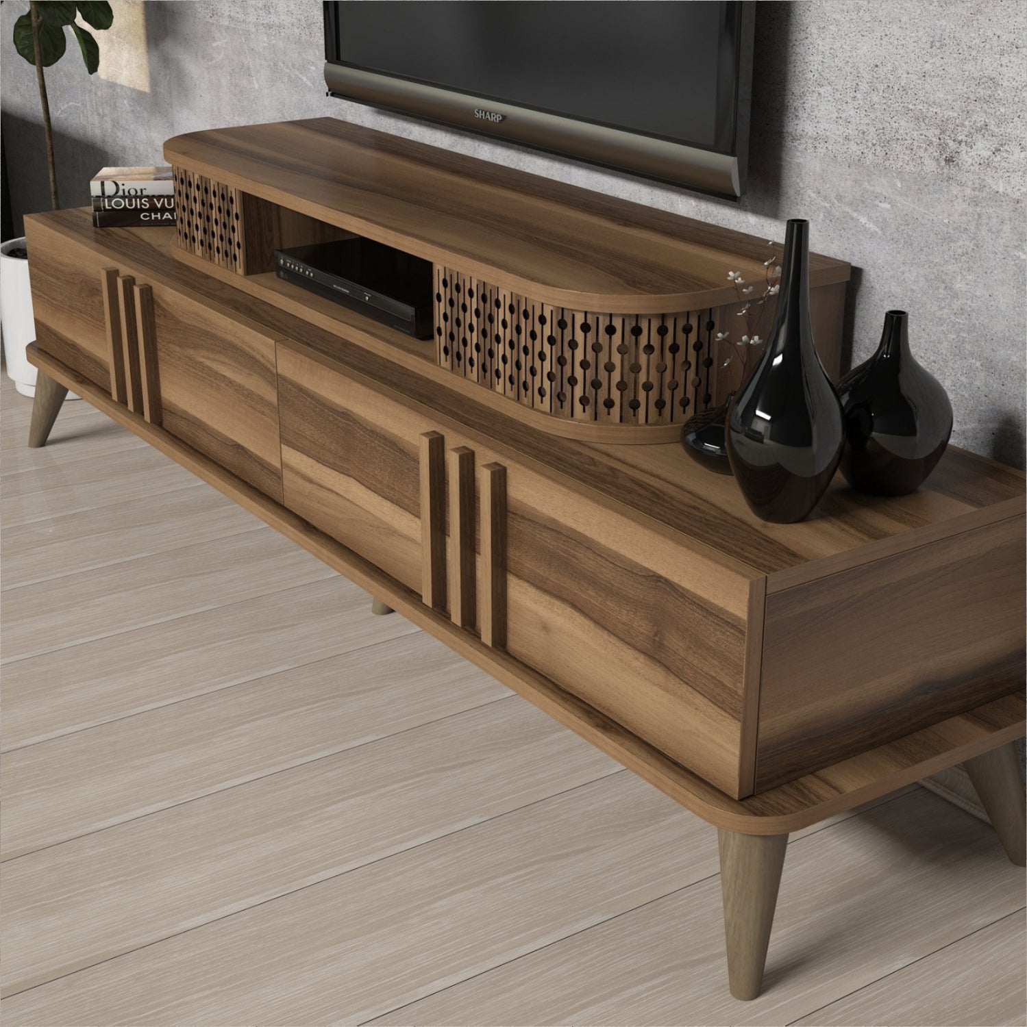 Меламинов тв шкаф в цвят орех 168x39x51.6см