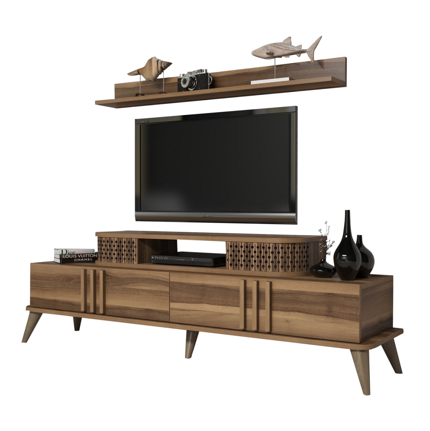 Меламинов тв шкаф в цвят орех 168x39x51.6см