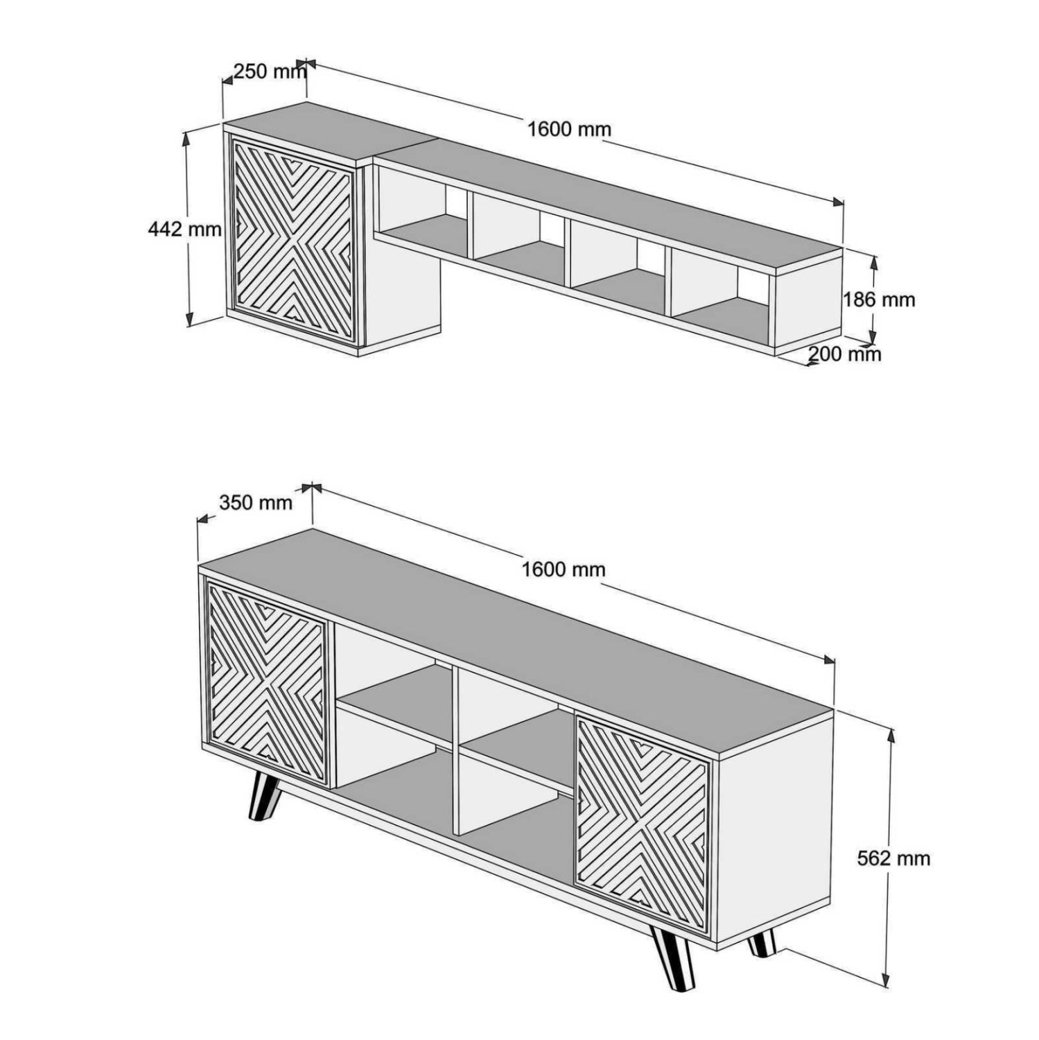 Тв комплект цвят орех-жълт 160x35x56.2