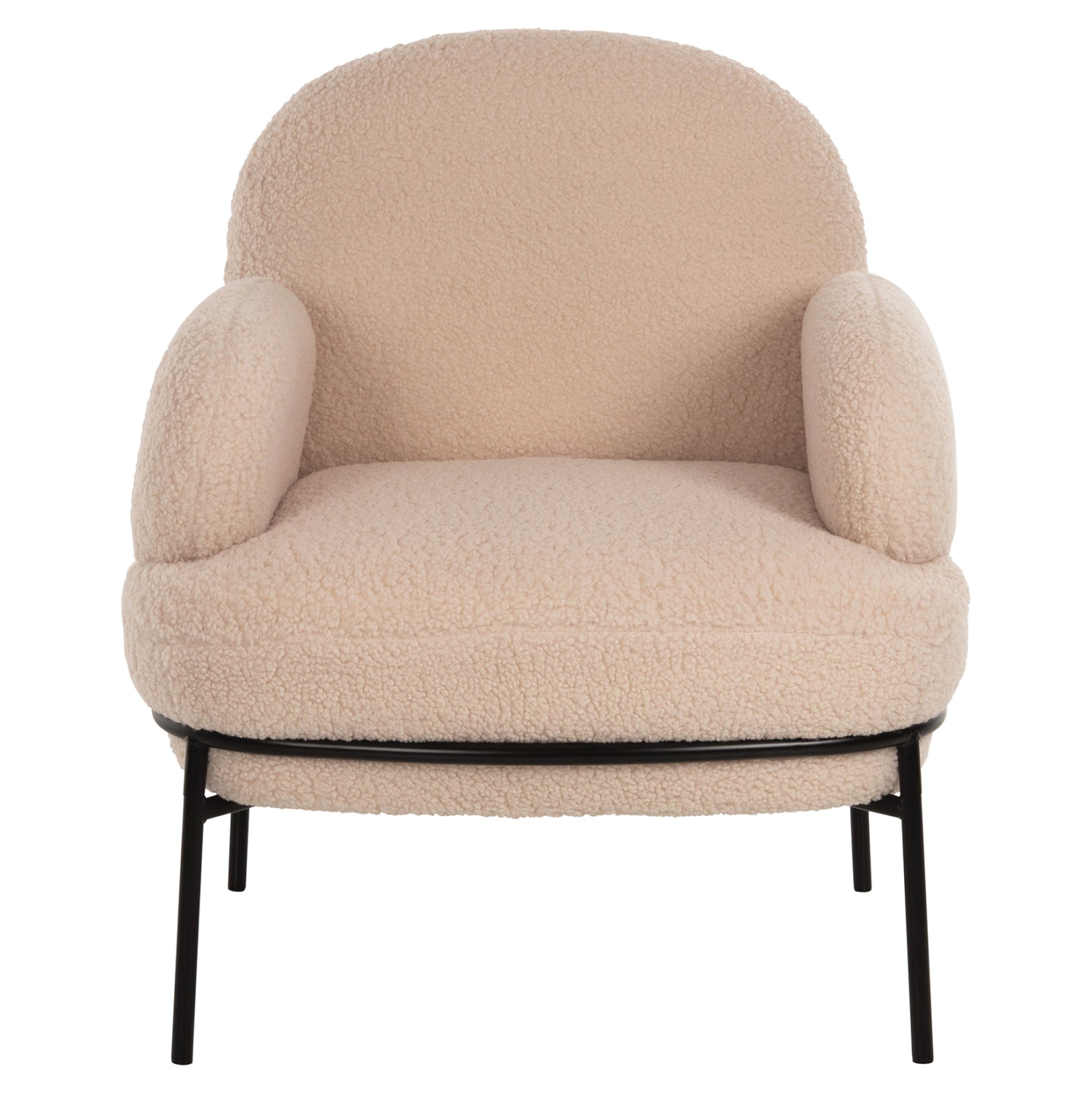 Кресло Агнес букле цвят екрю-черен 74x71x83