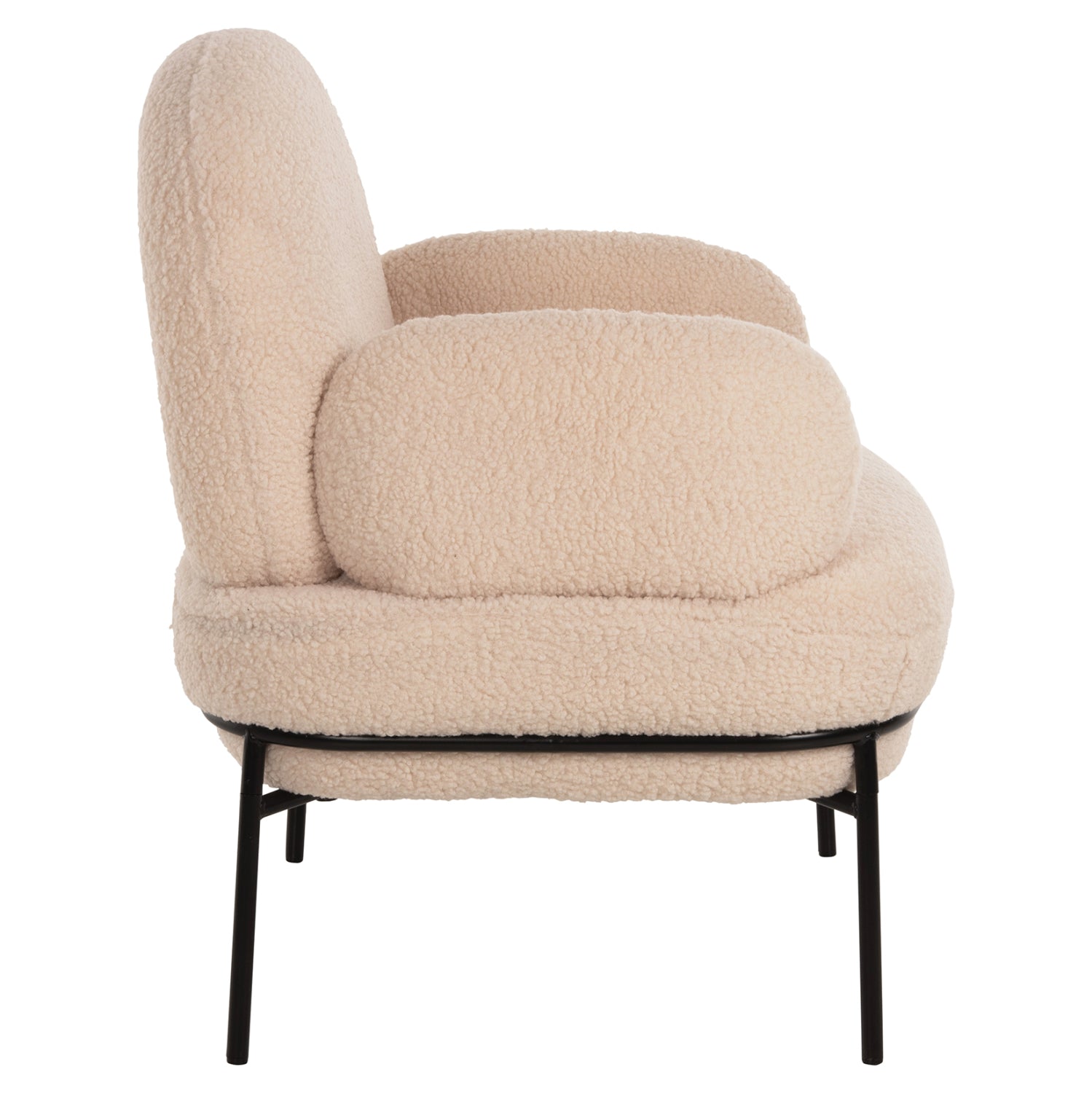 Кресло Агнес букле цвят екрю-черен 74x71x83