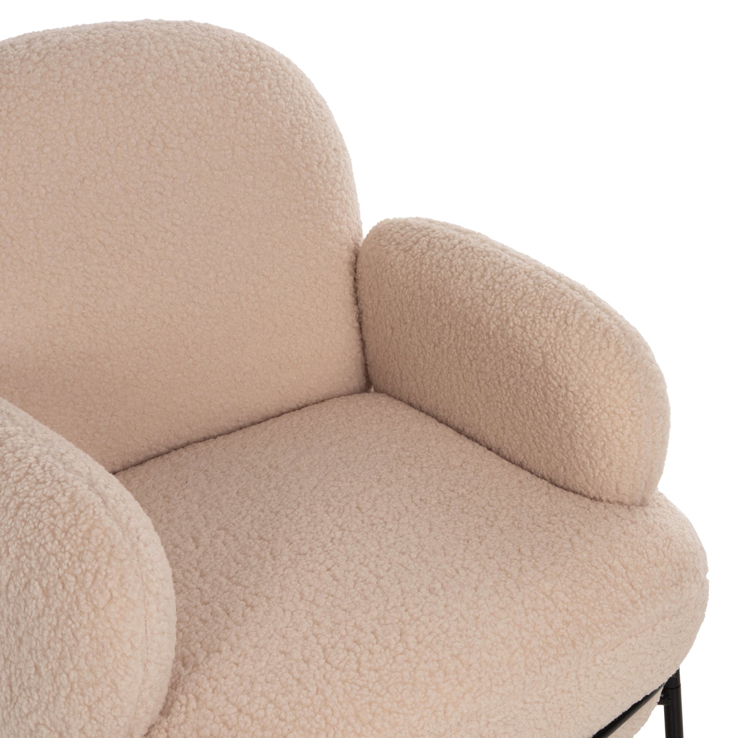 Кресло Агнес букле цвят екрю-черен 74x71x83