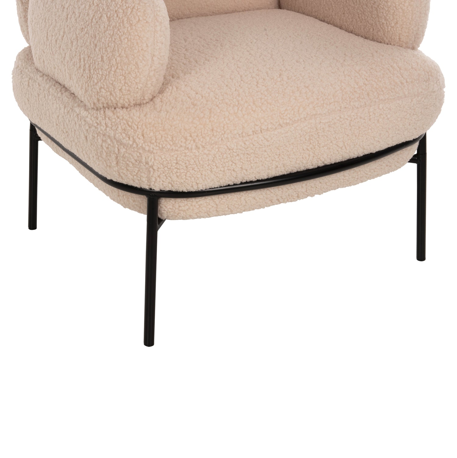 Кресло Агнес букле цвят екрю-черен 74x71x83