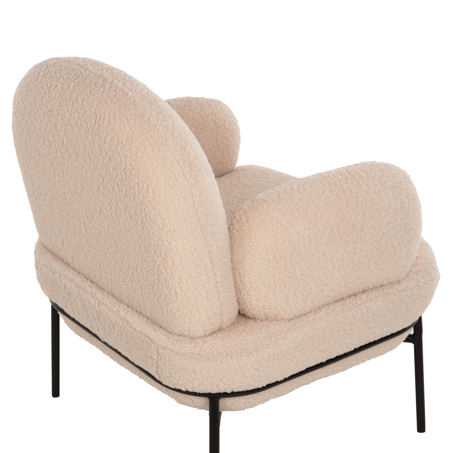 Кресло Агнес букле цвят екрю-черен 74x71x83