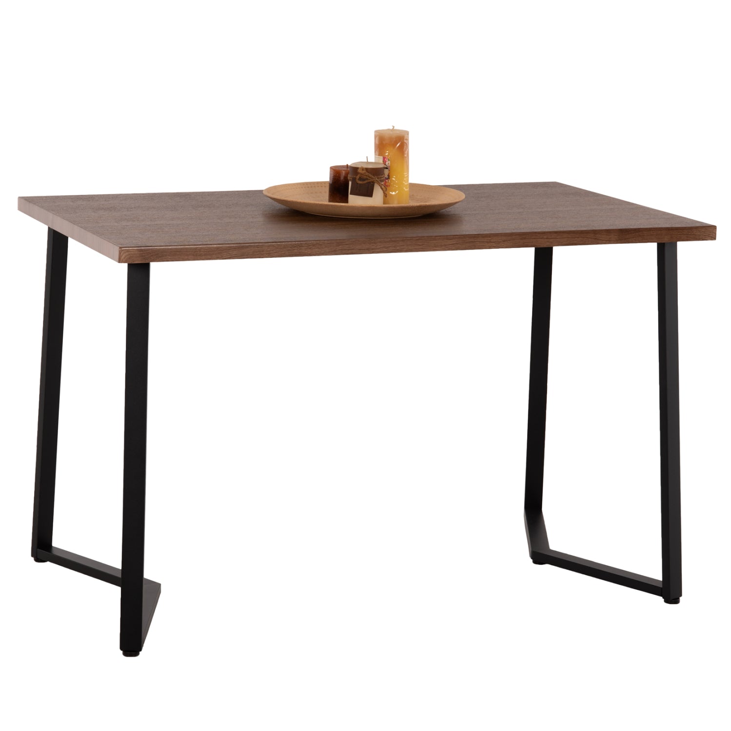 Трапезна маса   JAY мдф, цвят орех, с черни метални крака, 120x70x76см.