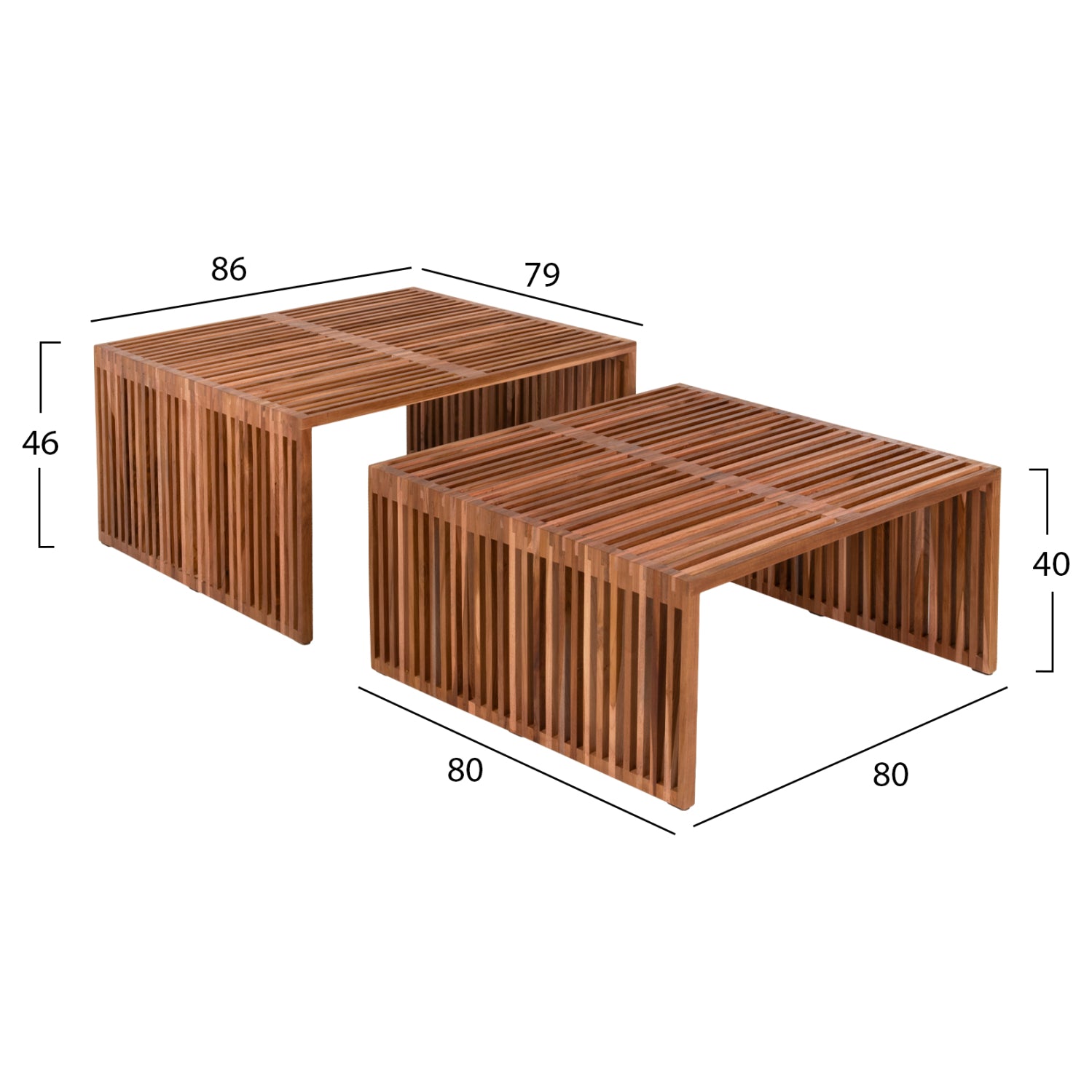 Комплект холни маси 2 бр NYA естествен цвят 86x79x46см