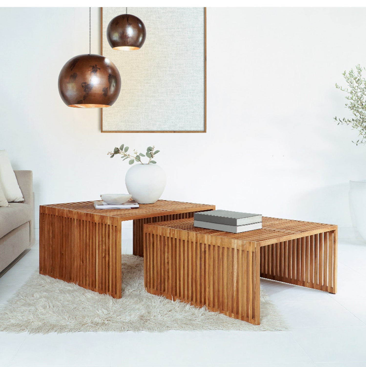 Комплект холни маси 2 бр NYA естествен цвят 86x79x46см
