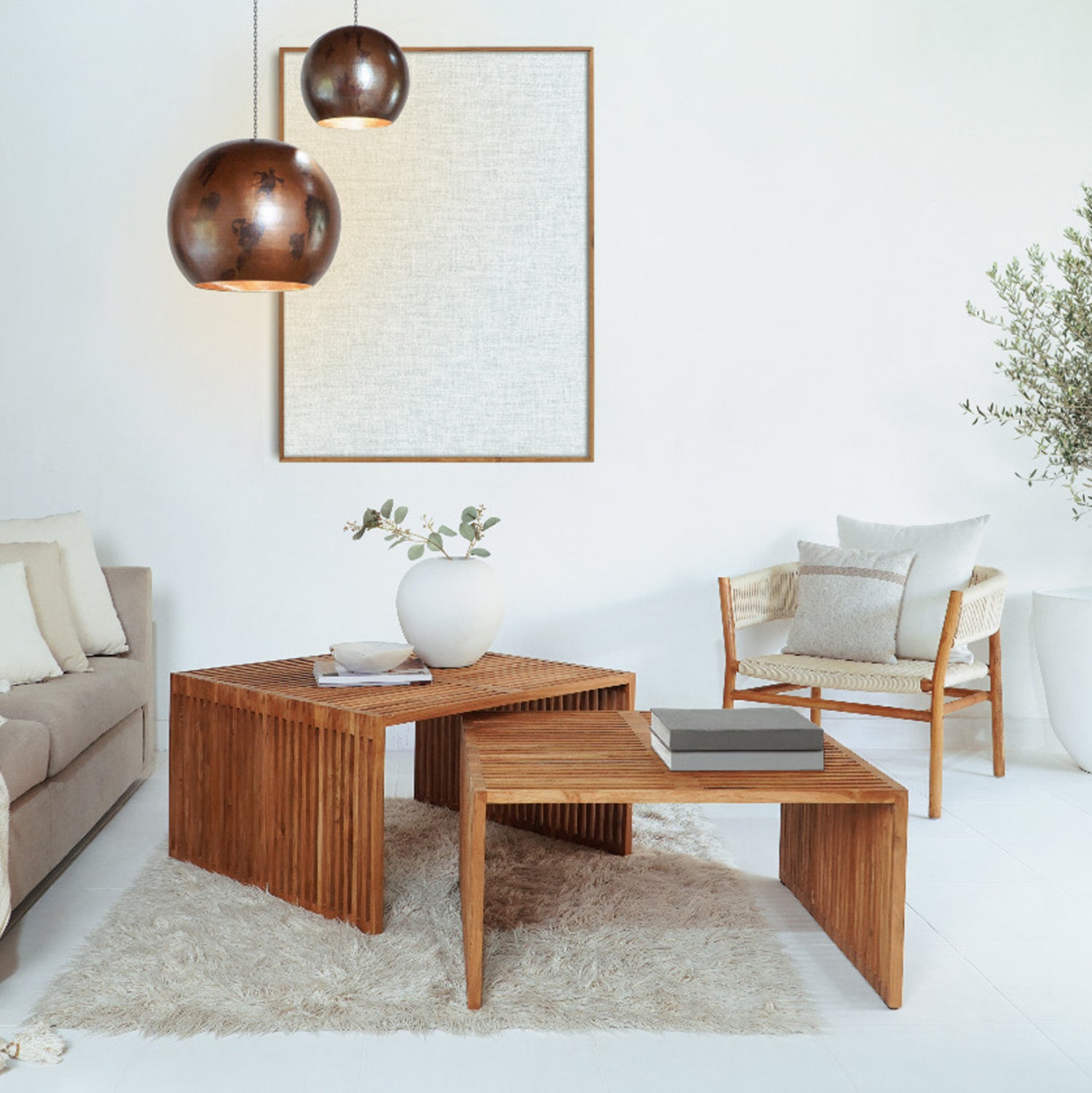 Комплект холни маси 2 бр NYA естествен цвят 86x79x46см