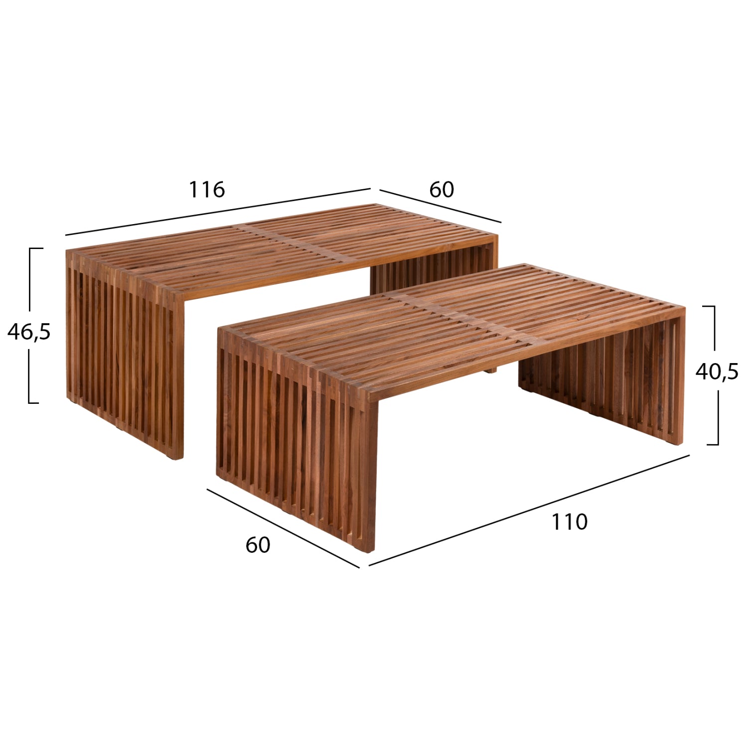 Холна маса NYA тиково дърво в естествен цвят 116x60x46.5см.